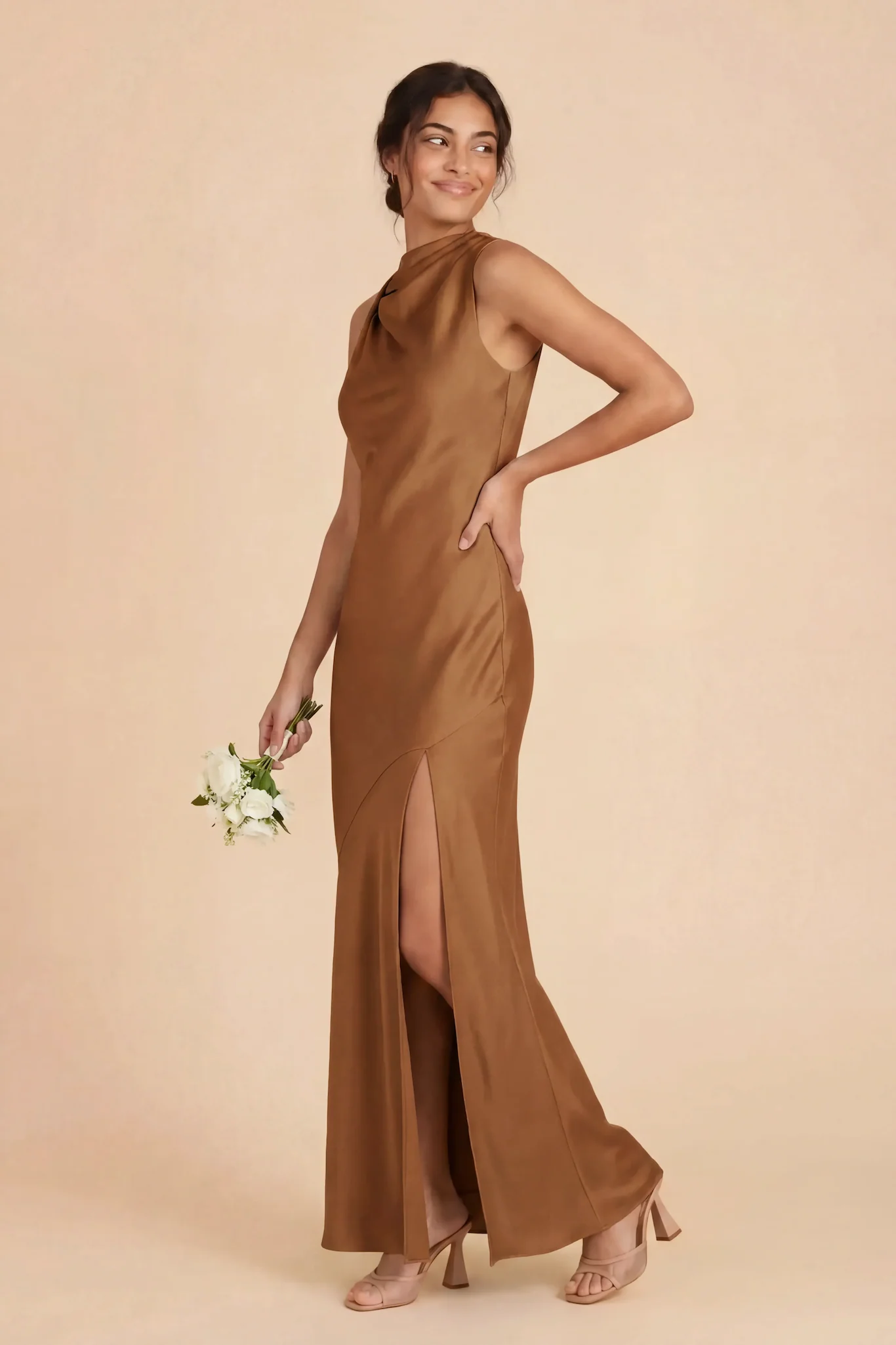 Daisy Matte Satin Dress - Copper - Image 2