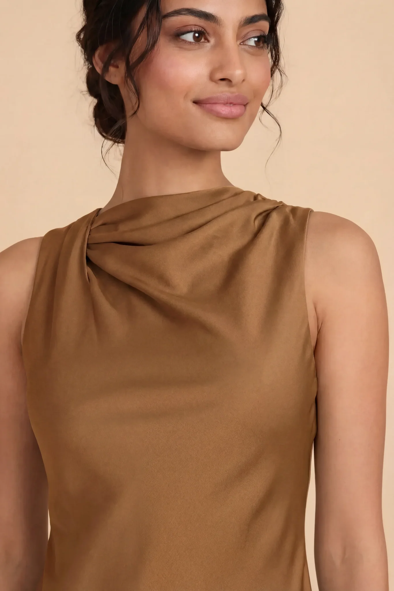 Daisy Matte Satin Dress - Copper - Image 5