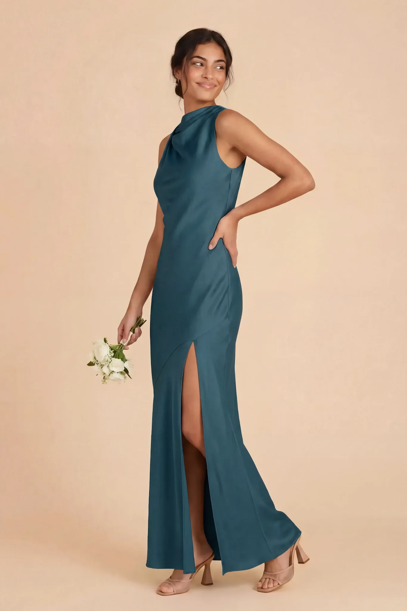 Daisy Matte Satin Dress - Dark Teal - Image 2