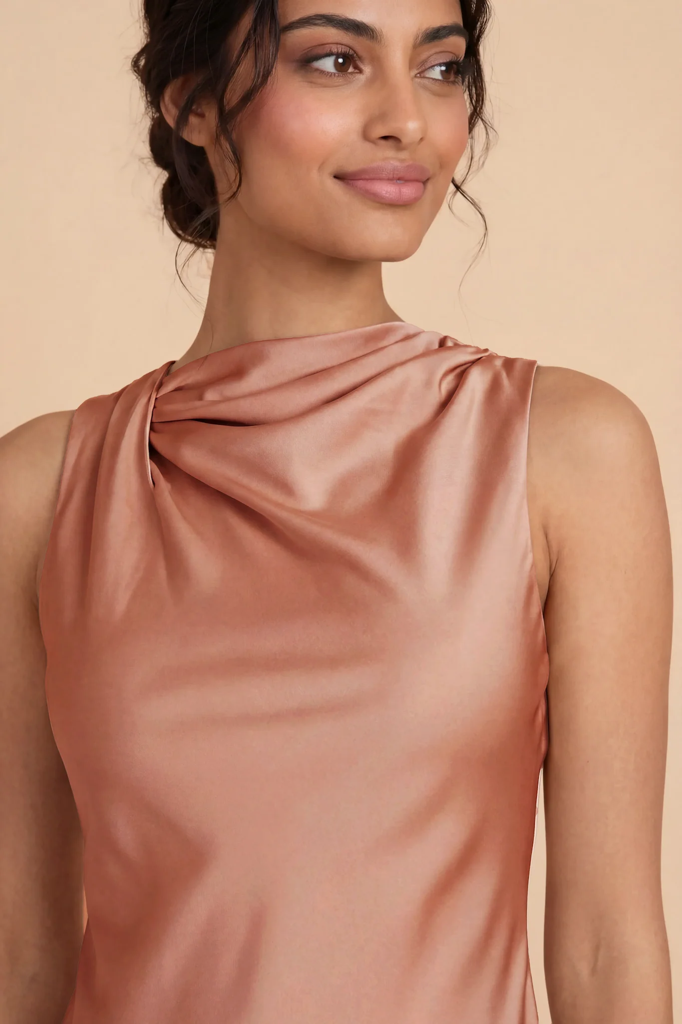Daisy Matte Satin Dress - Desert Rose - Image 5