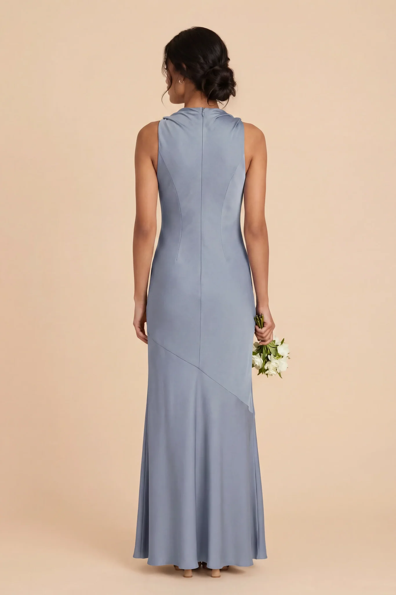 Daisy Matte Satin Dress - Dusty Blue - Image 4