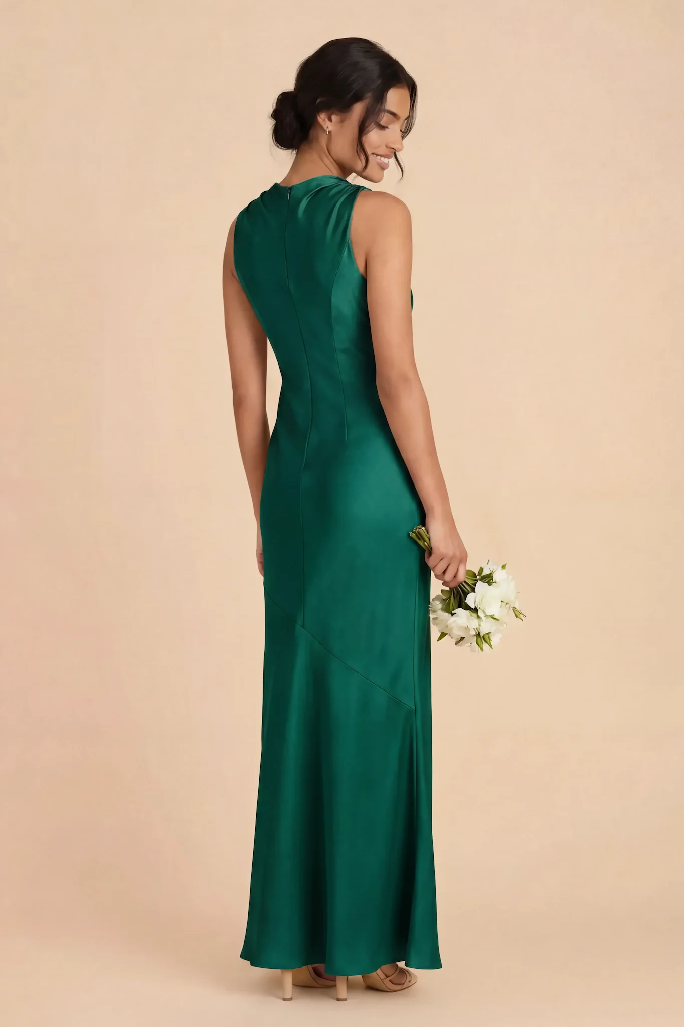 Daisy Matte Satin Dress - Emerald - Image 3