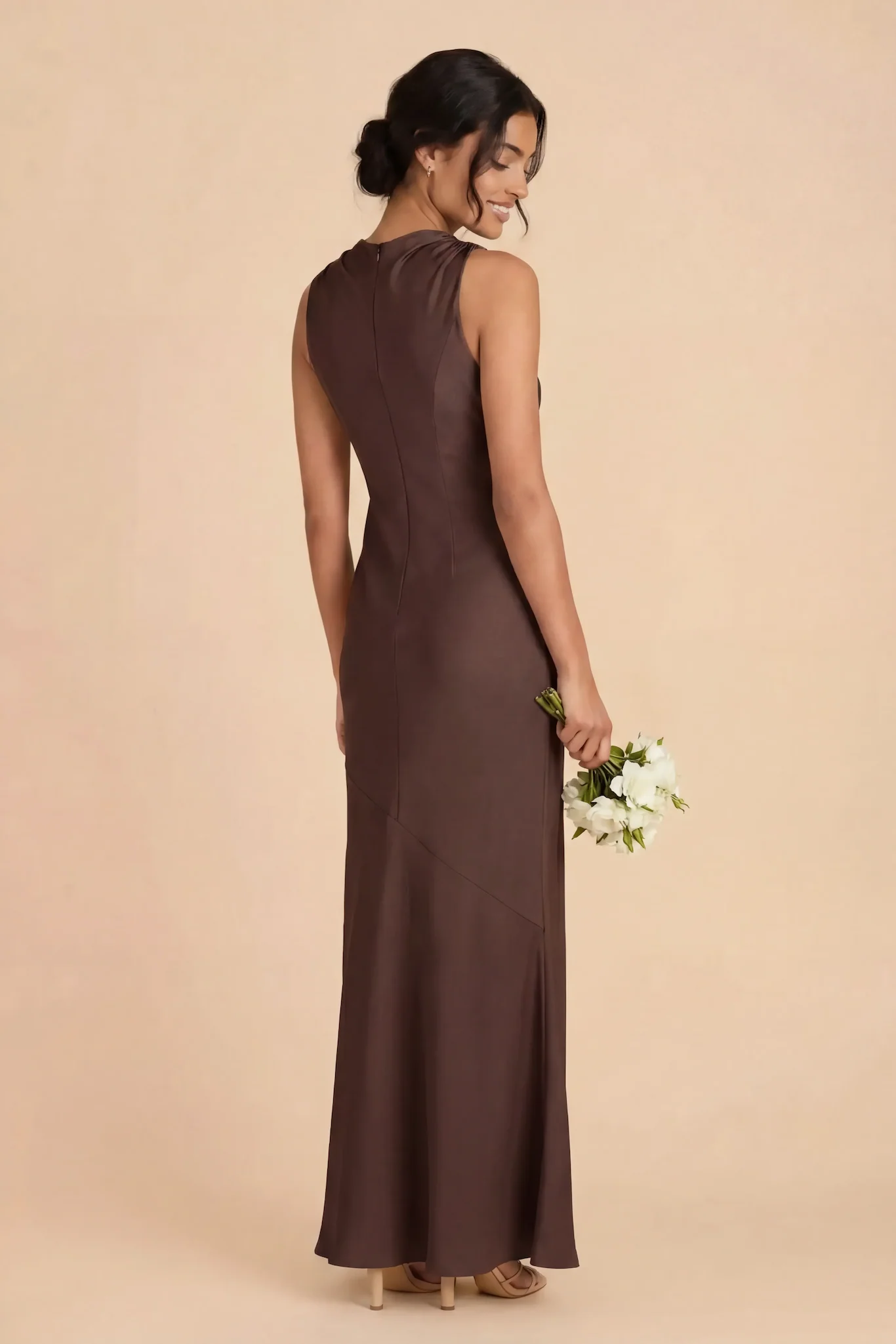 Daisy Matte Satin Dress - Espresso - Image 3