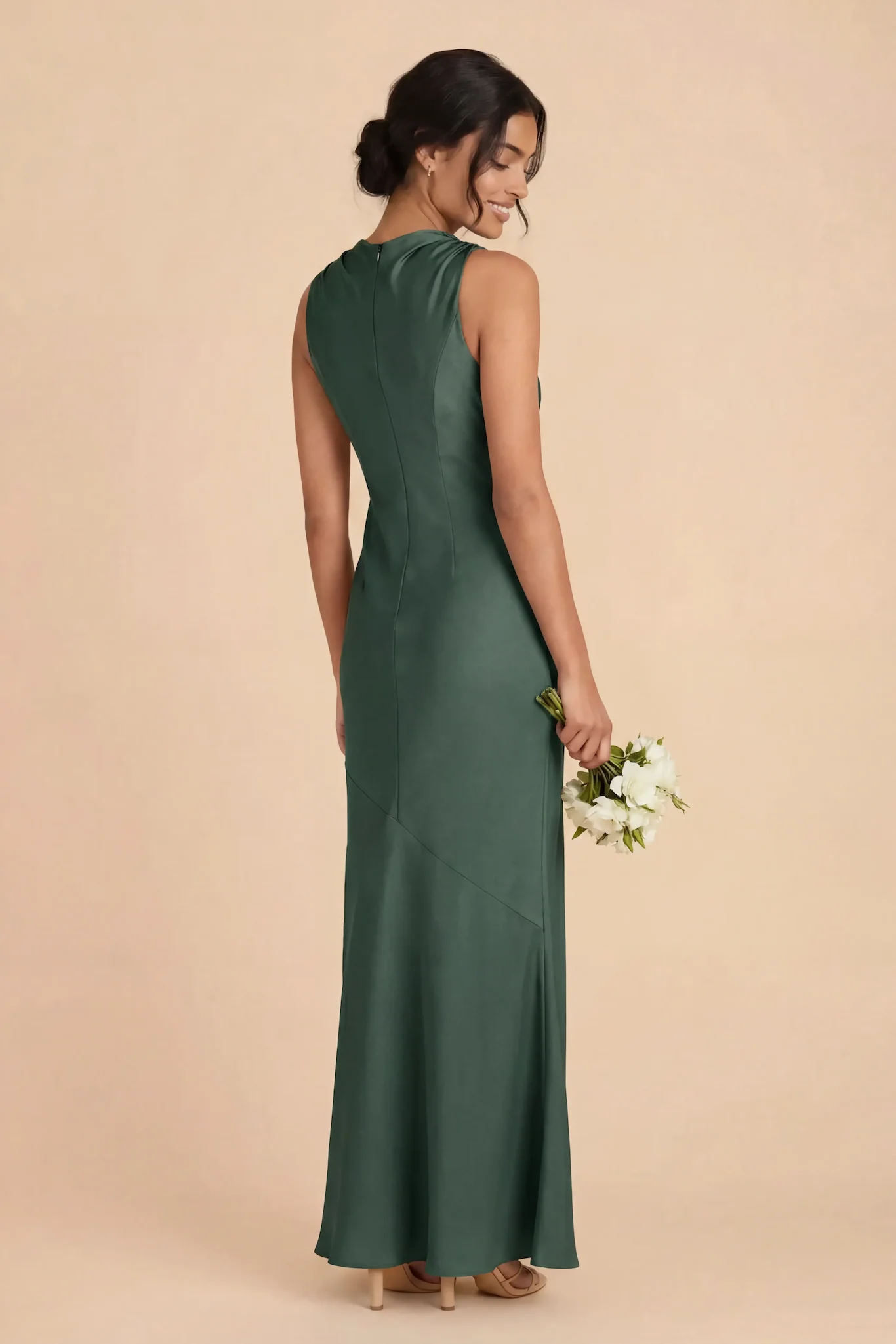 Daisy Matte Satin Dress - Eucalyptus - Image 3