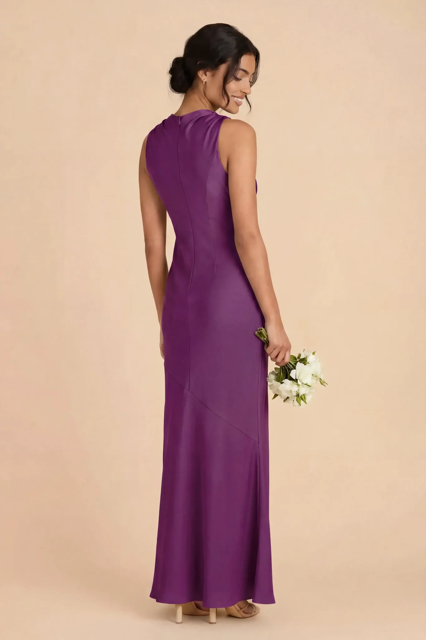 Daisy Matte Satin Dress - Fig - Image 3