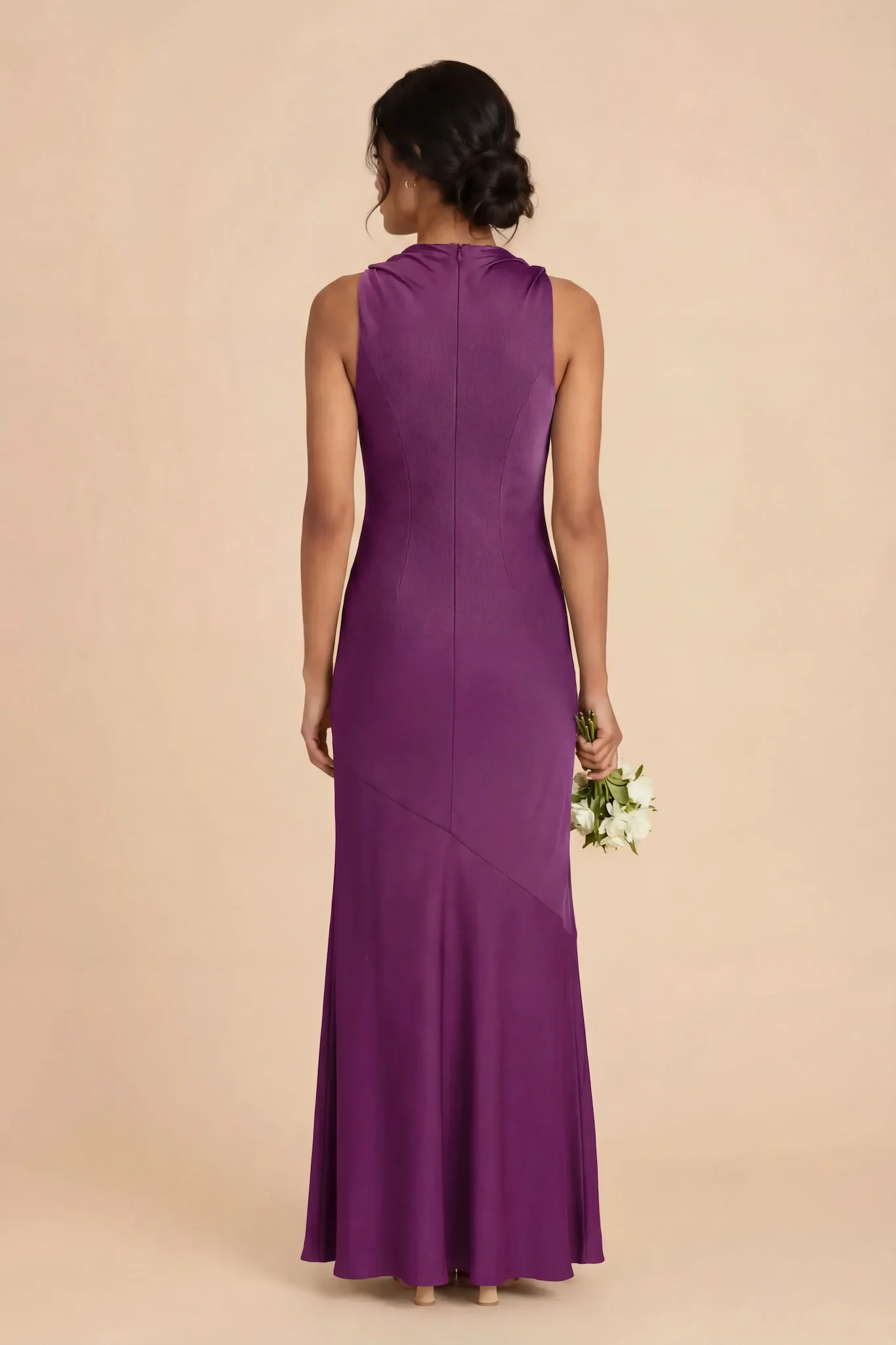 Daisy Matte Satin Dress - Fig - Image 4