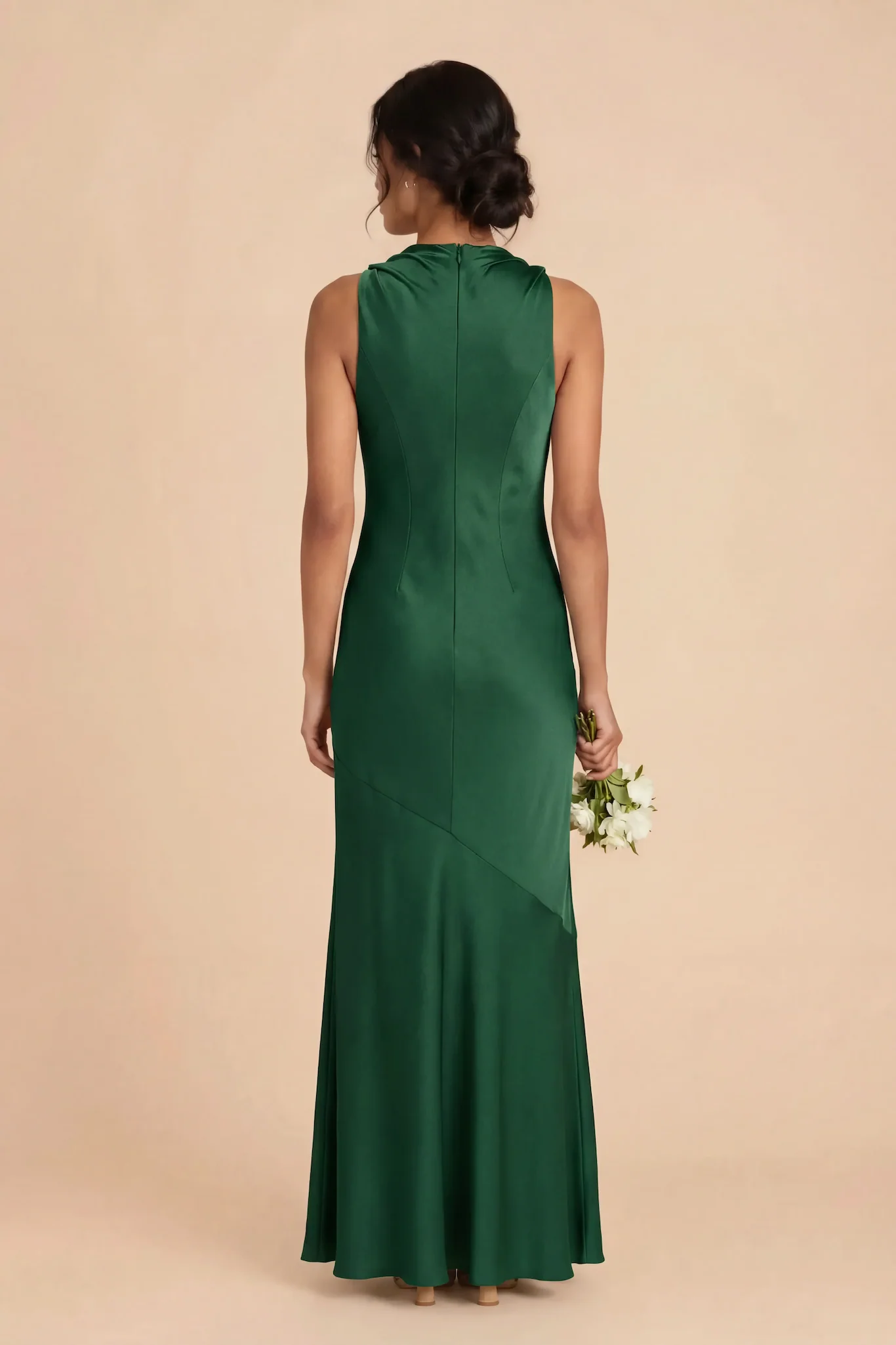 Daisy Matte Satin Dress - Forest Green - Image 4