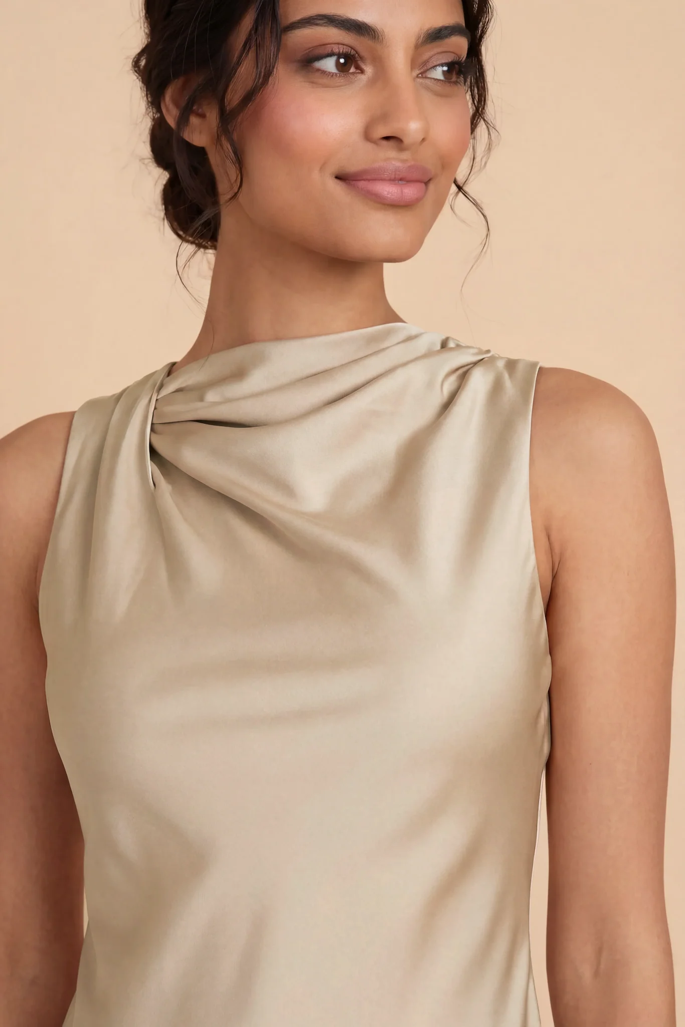 Daisy Matte Satin Dress - Gold - Image 5