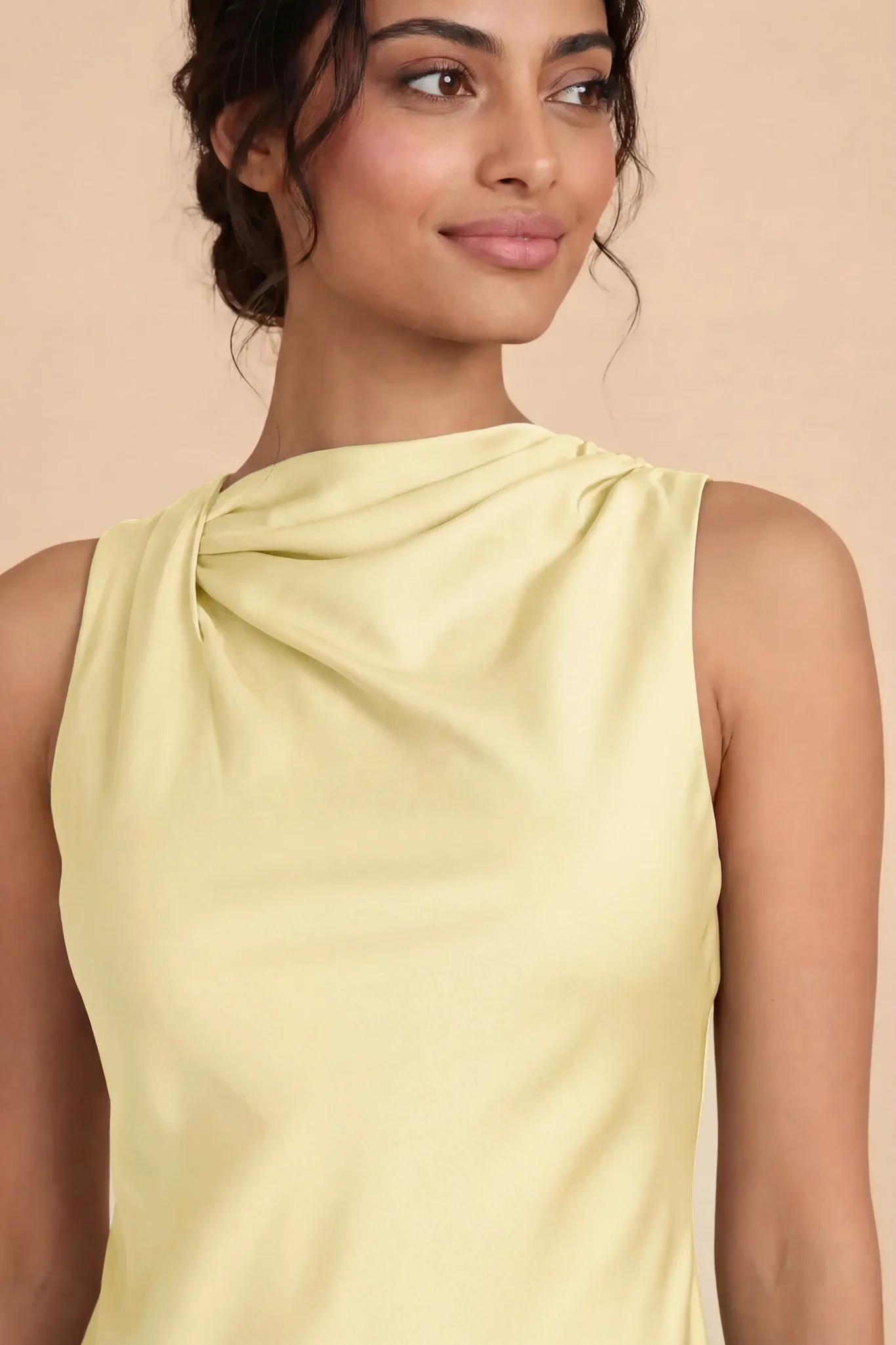 Daisy Matte Satin Dress - Lemon Sorbet - Image 5