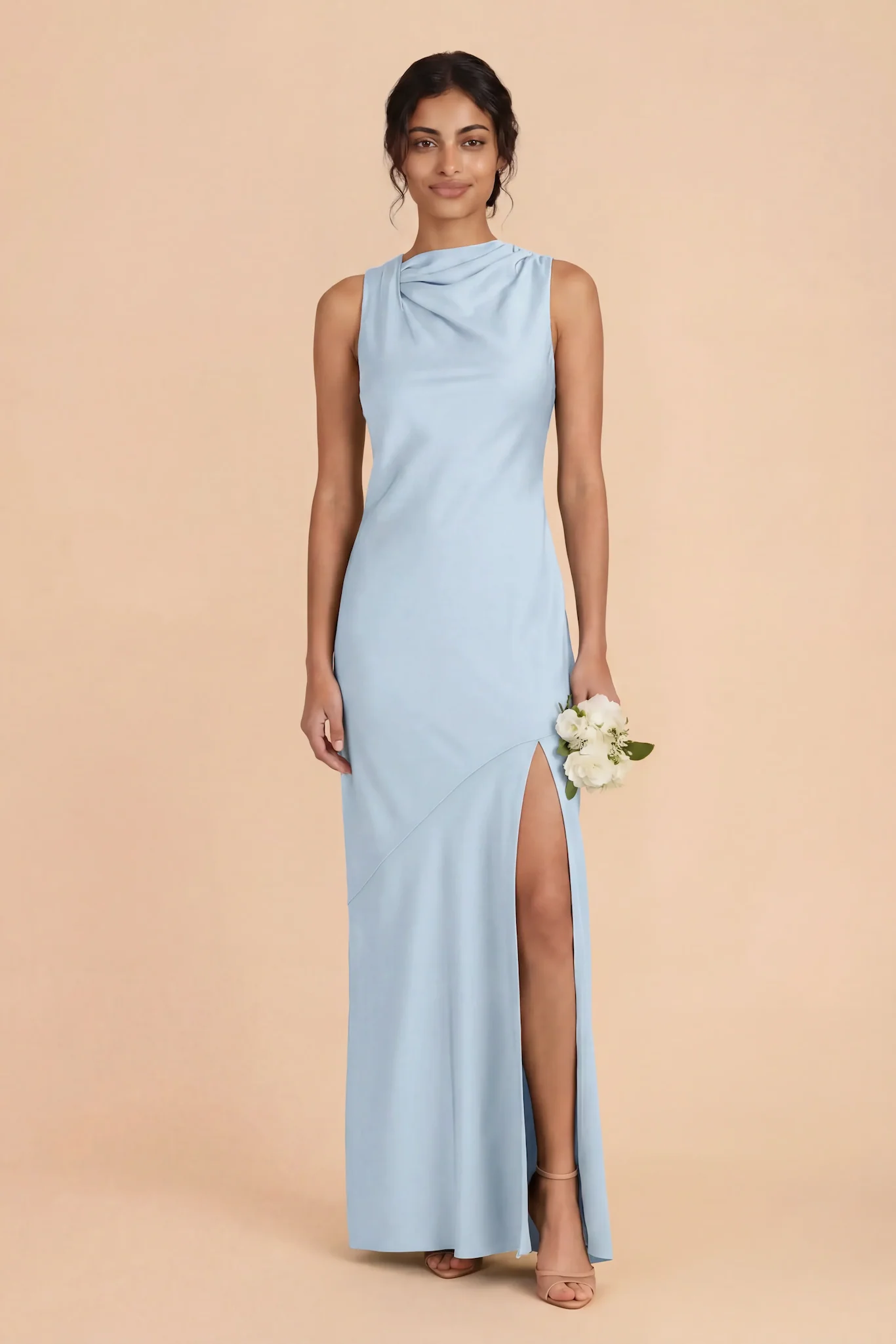 Daisy Matte Satin Dress - Mist Blue