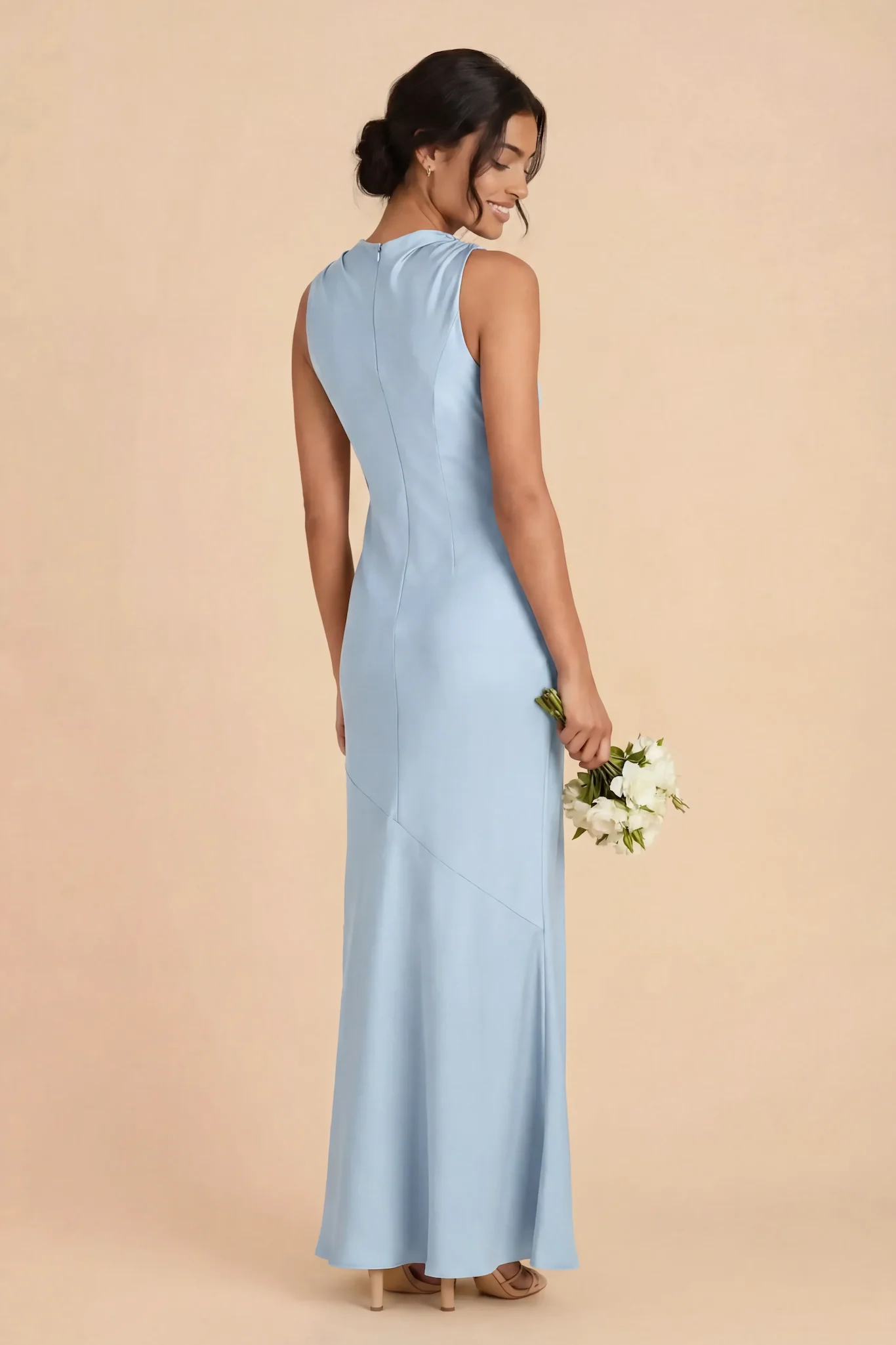 Daisy Matte Satin Dress - Mist Blue - Image 3