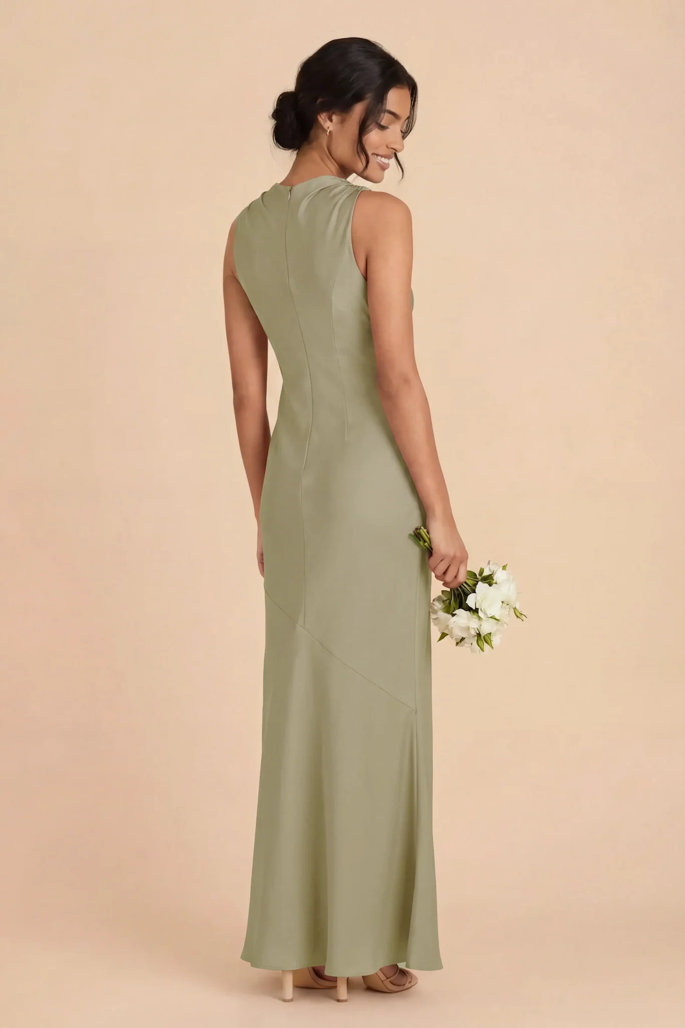 Daisy Matte Satin Dress - Moss Green - Image 3