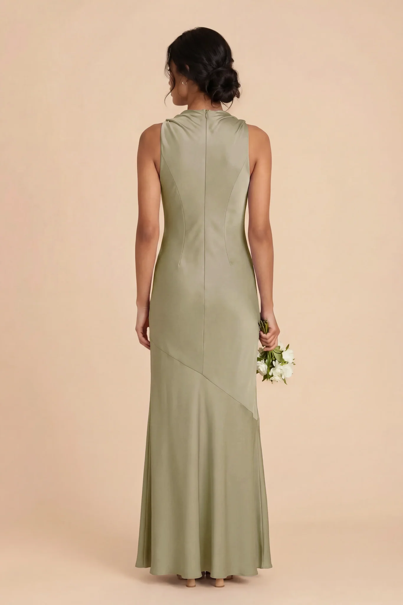 Daisy Matte Satin Dress - Moss Green - Image 4