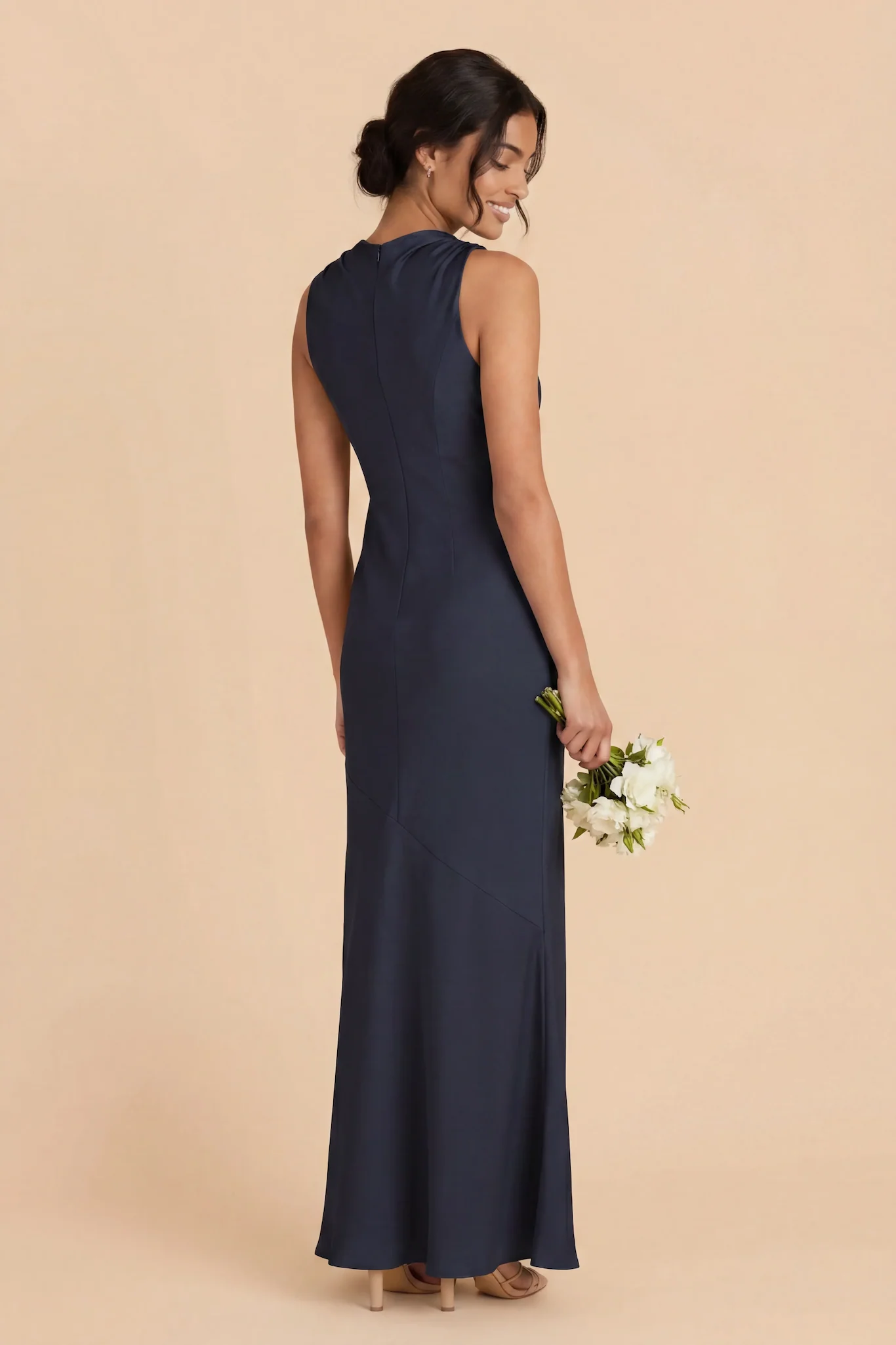 Daisy Matte Satin Dress - Navy - Image 3