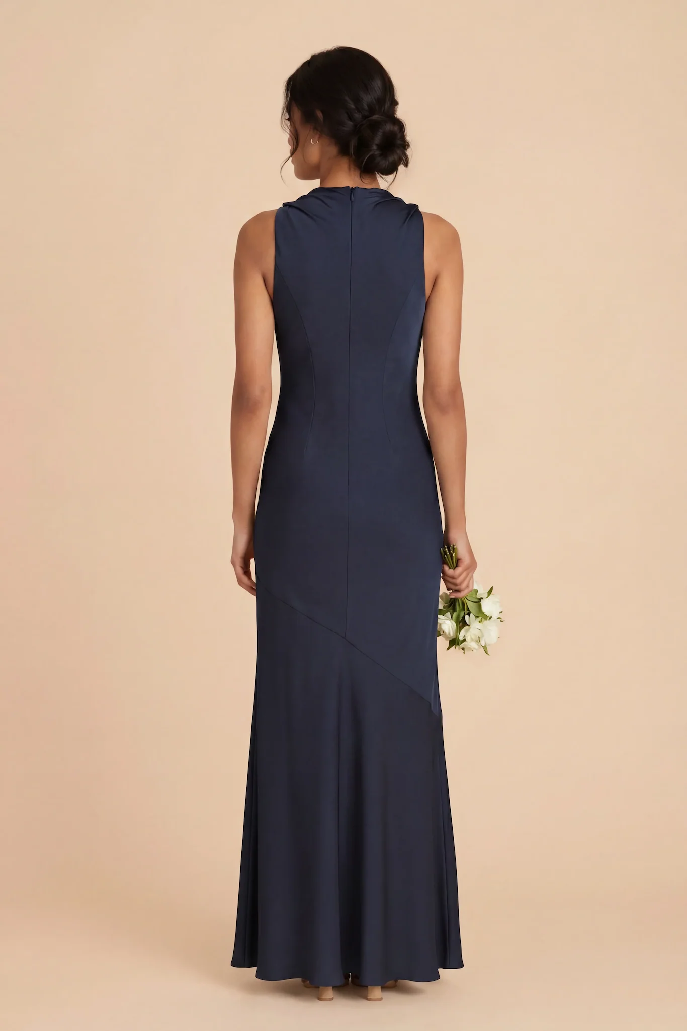 Daisy Matte Satin Dress - Navy - Image 4