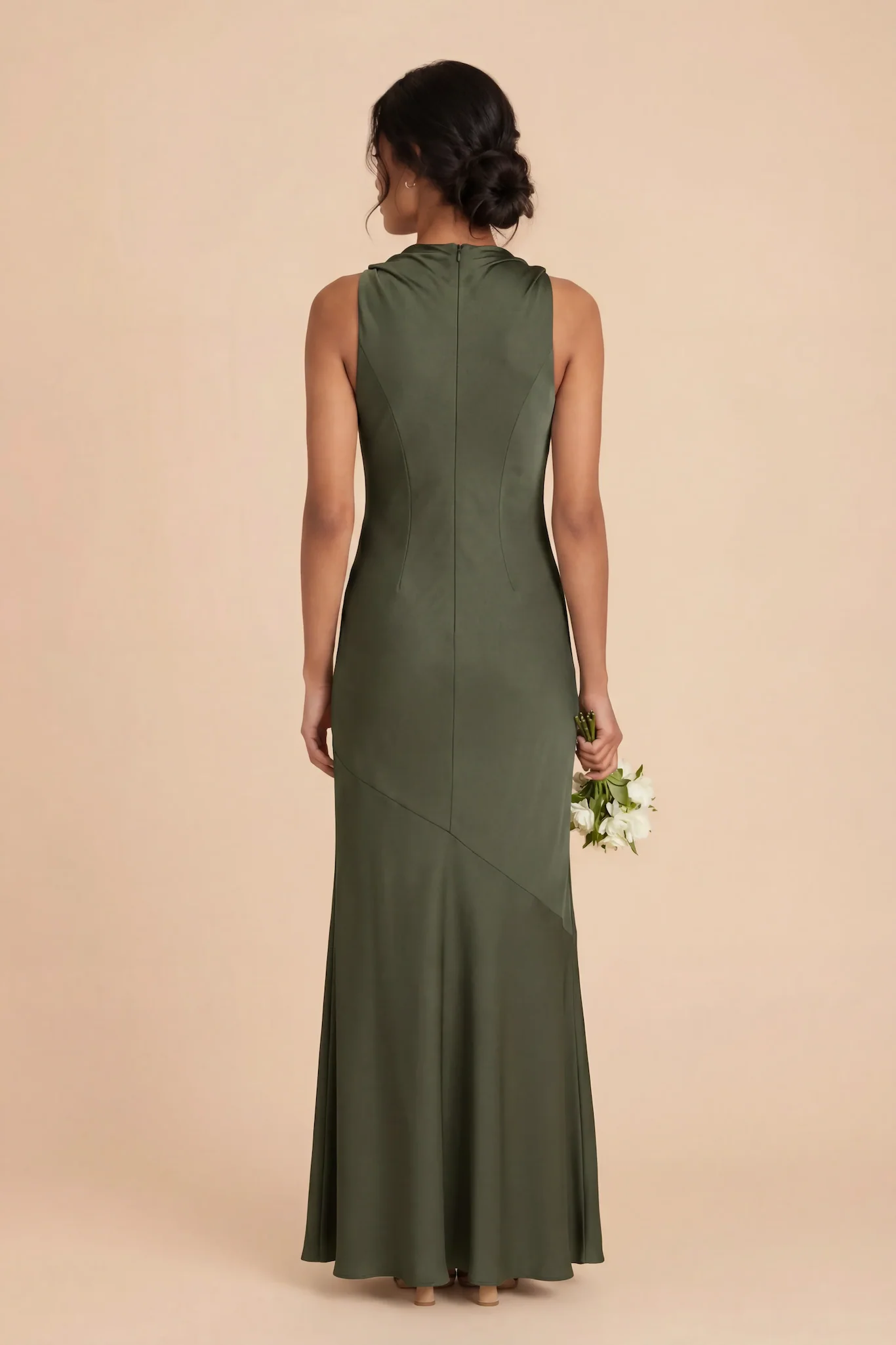 Daisy Matte Satin Dress - Olive - Image 4