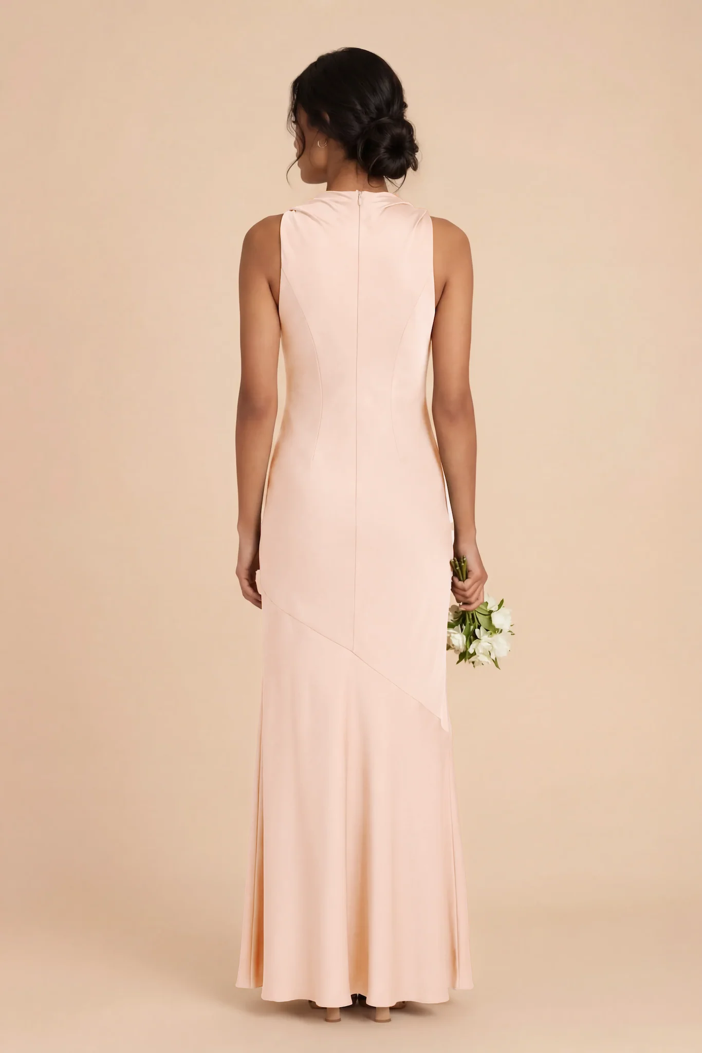 Daisy Matte Satin Dress - Peach Cream - Image 4