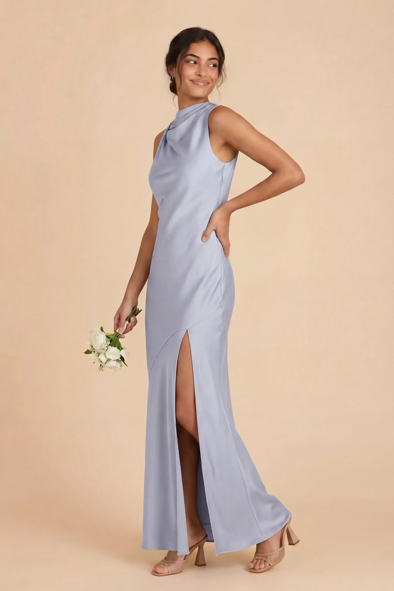 Daisy Matte Satin Dress - Periwinkle Blue - Image 2
