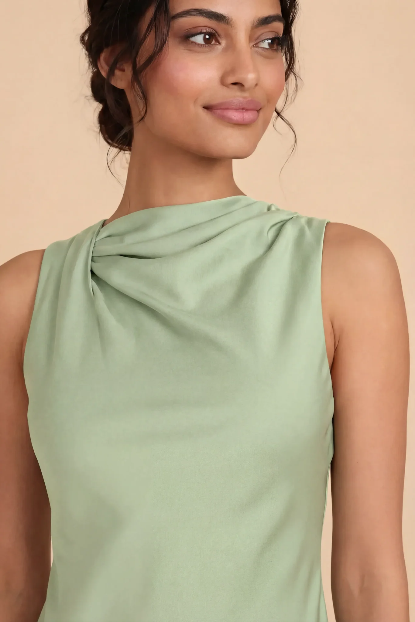 Daisy Matte Satin Dress - Pistachio - Image 5