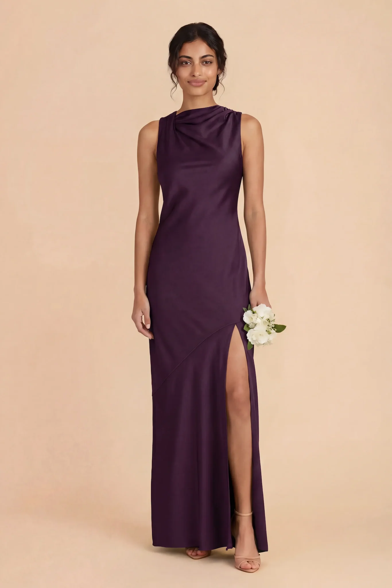 Daisy Matte Satin Dress - Plum