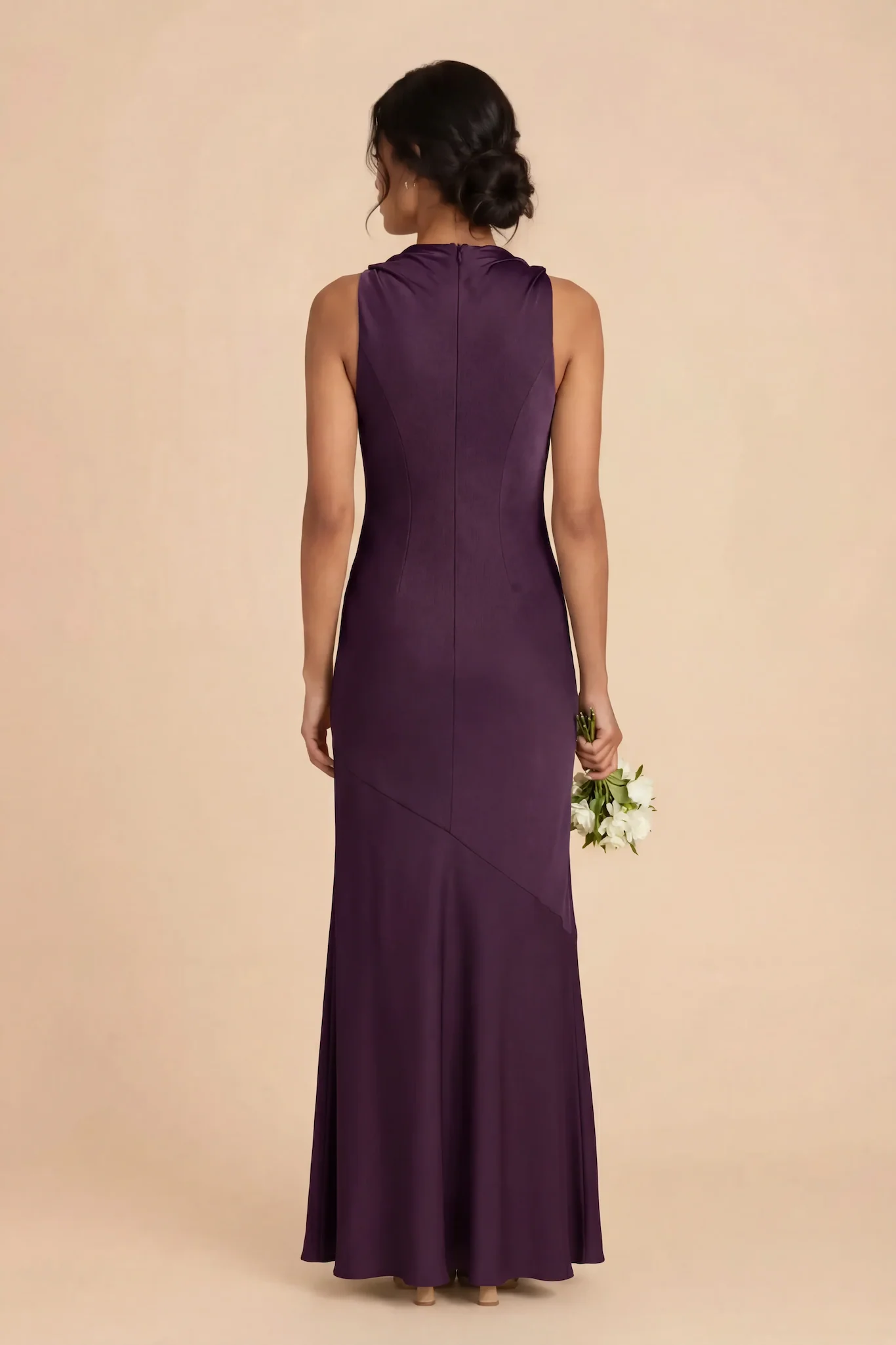 Daisy Matte Satin Dress - Plum - Image 4