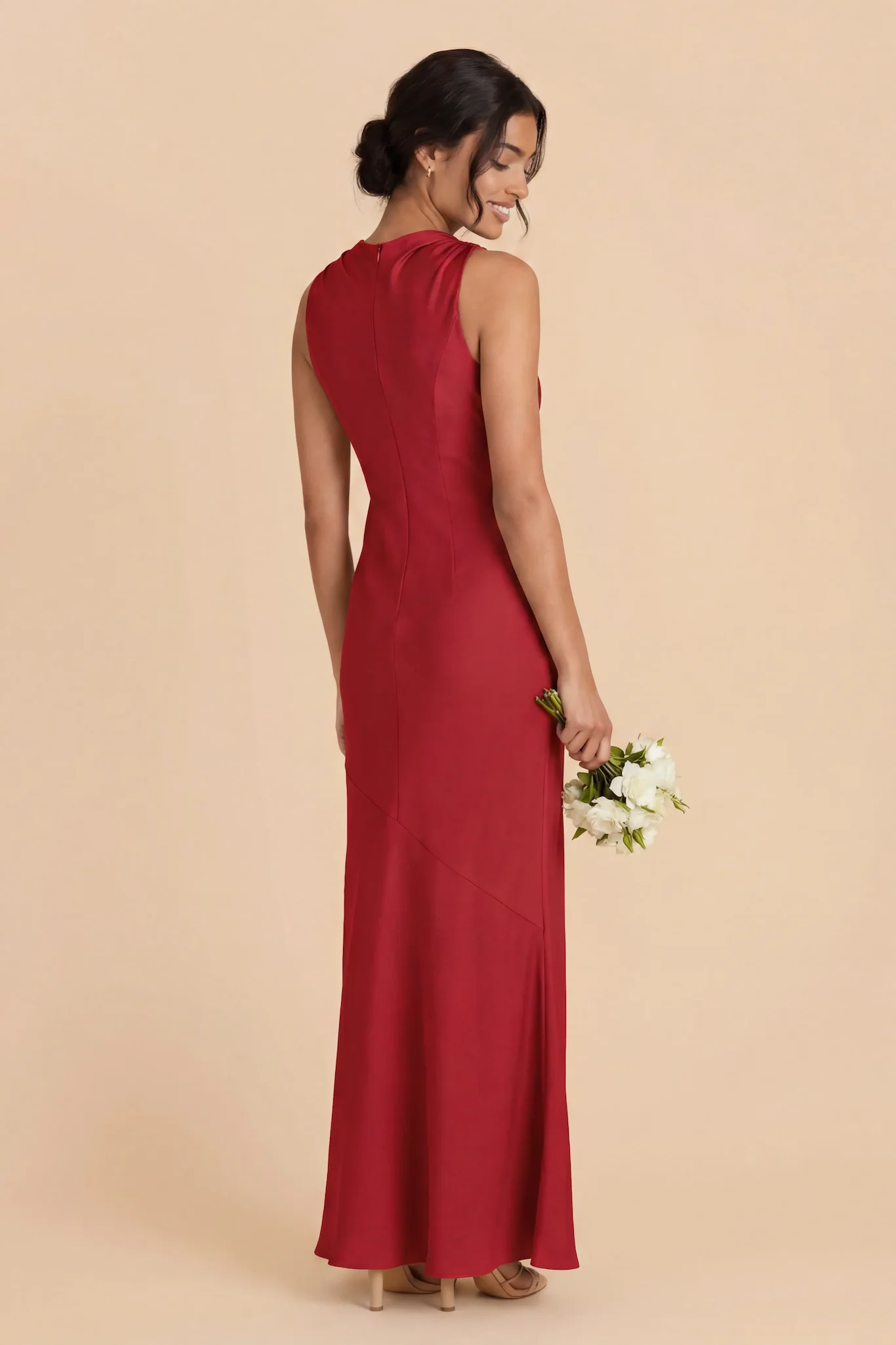 Daisy Matte Satin Dress - Ruby Red - Image 3