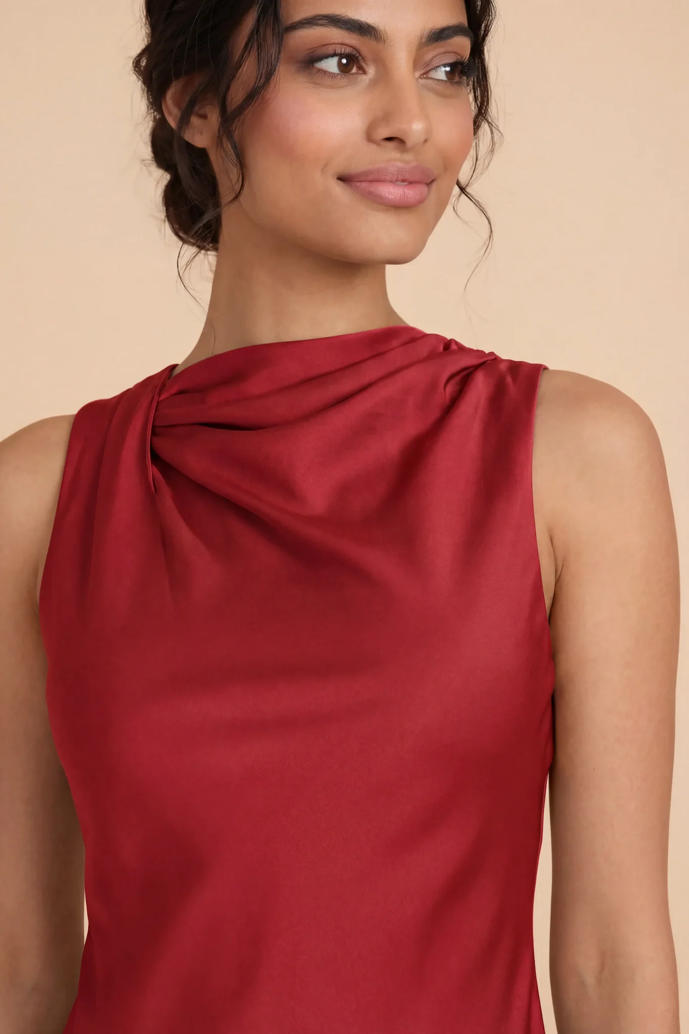 Daisy Matte Satin Dress - Ruby Red - Image 5