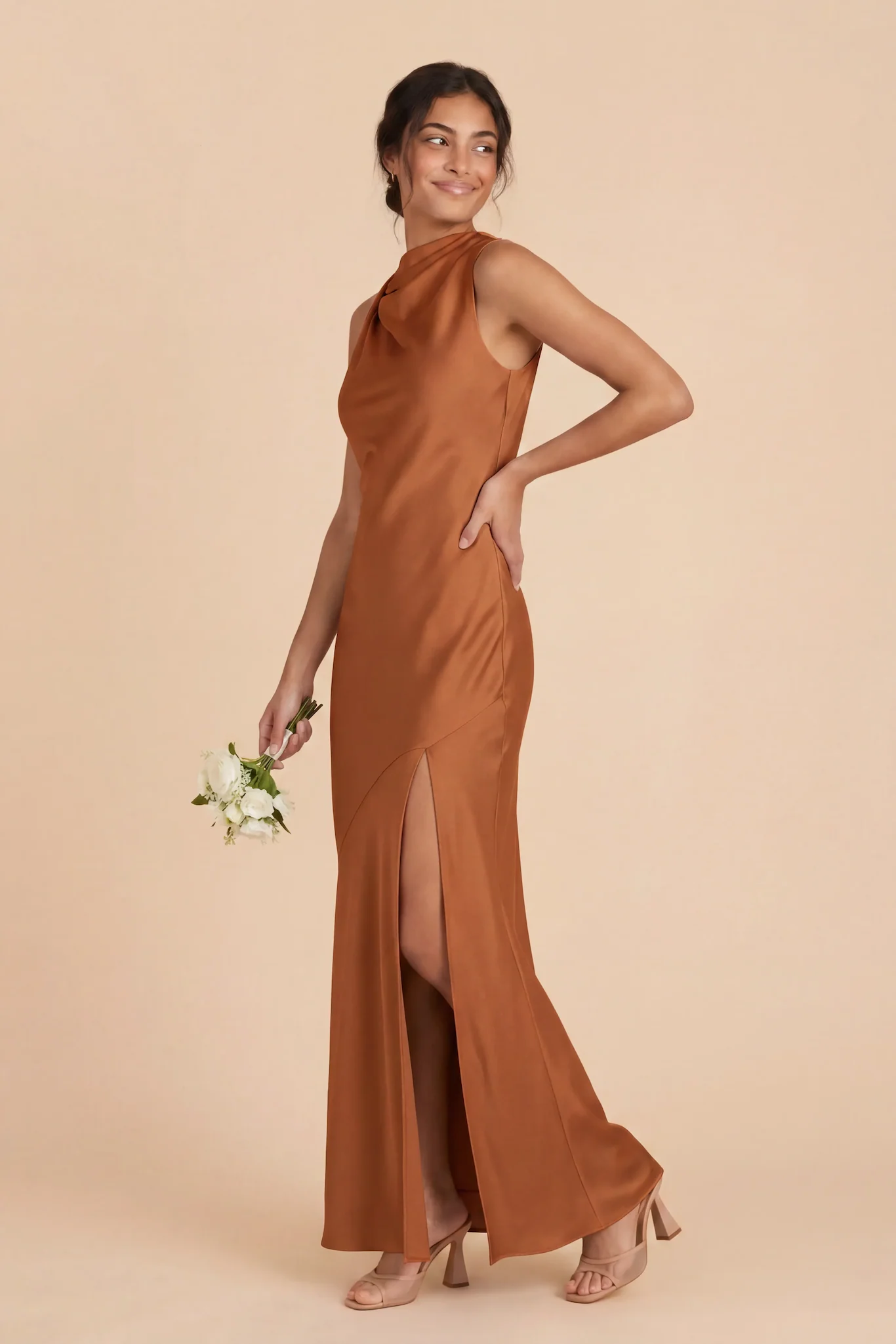 Daisy Matte Satin Dress - Rust - Image 2