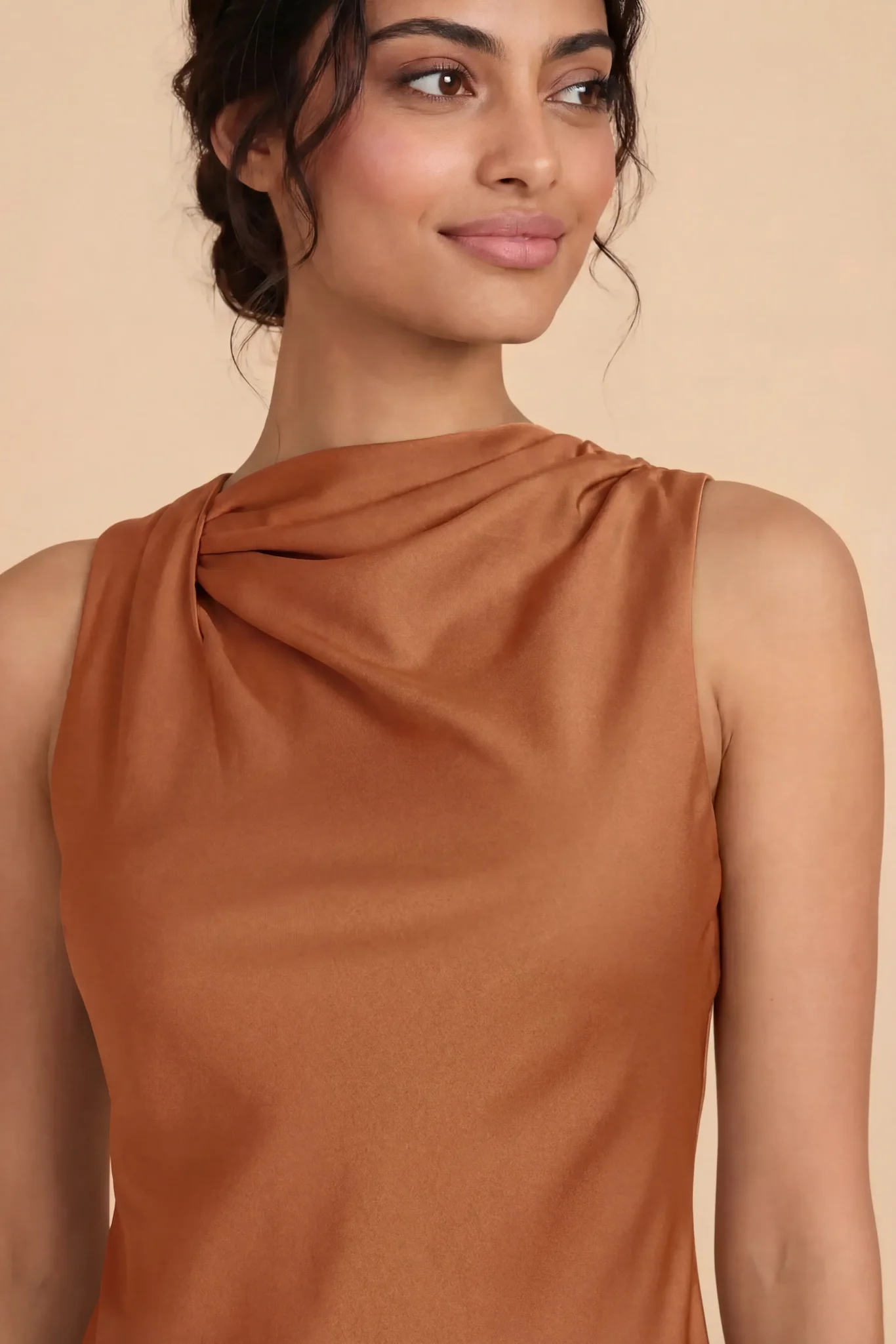 Daisy Matte Satin Dress - Rust - Image 5