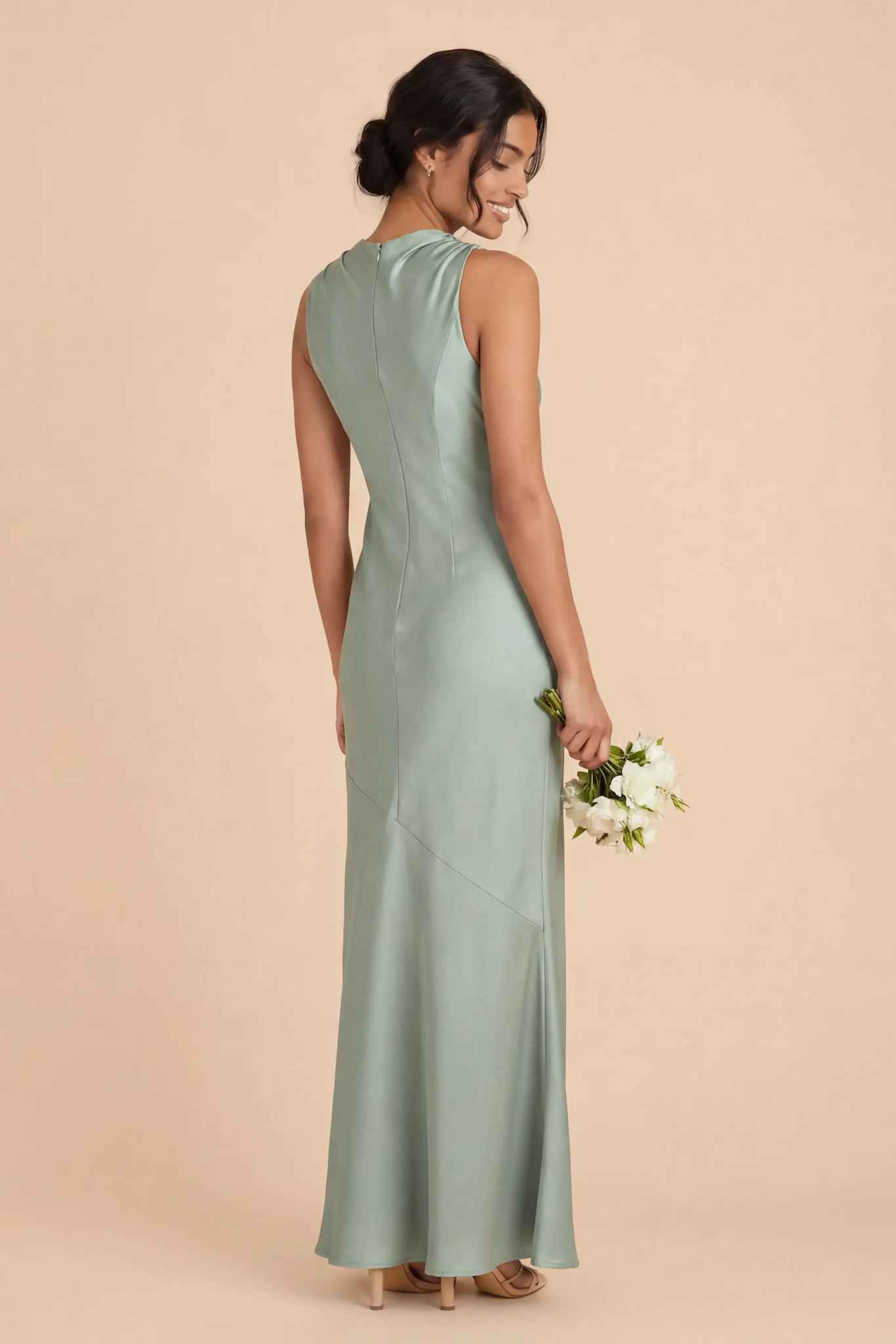 Daisy Matte Satin Dress - Sage - Image 3