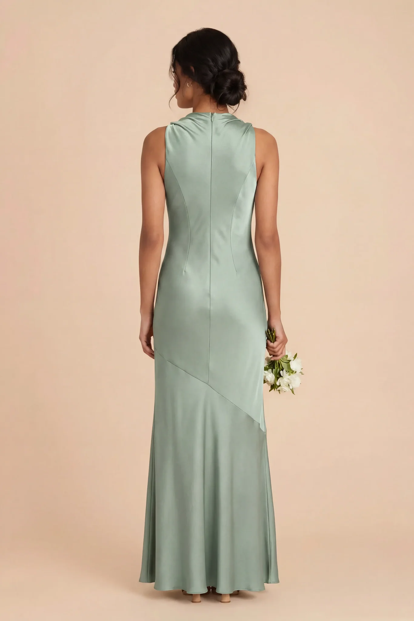 Daisy Matte Satin Dress - Sage - Image 4