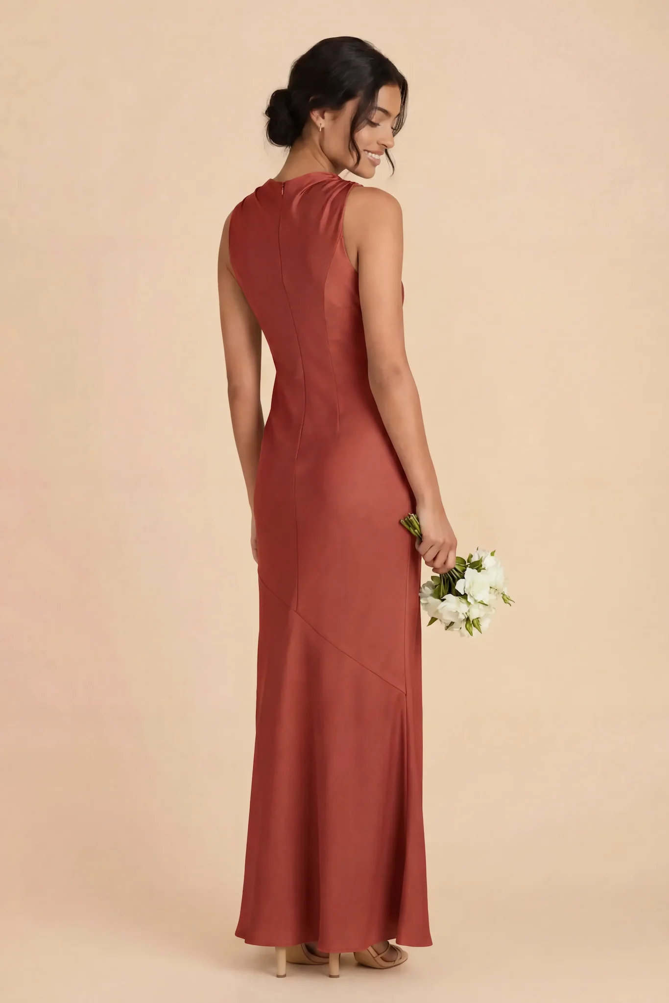 Daisy Matte Satin Dress - Spice - Image 3