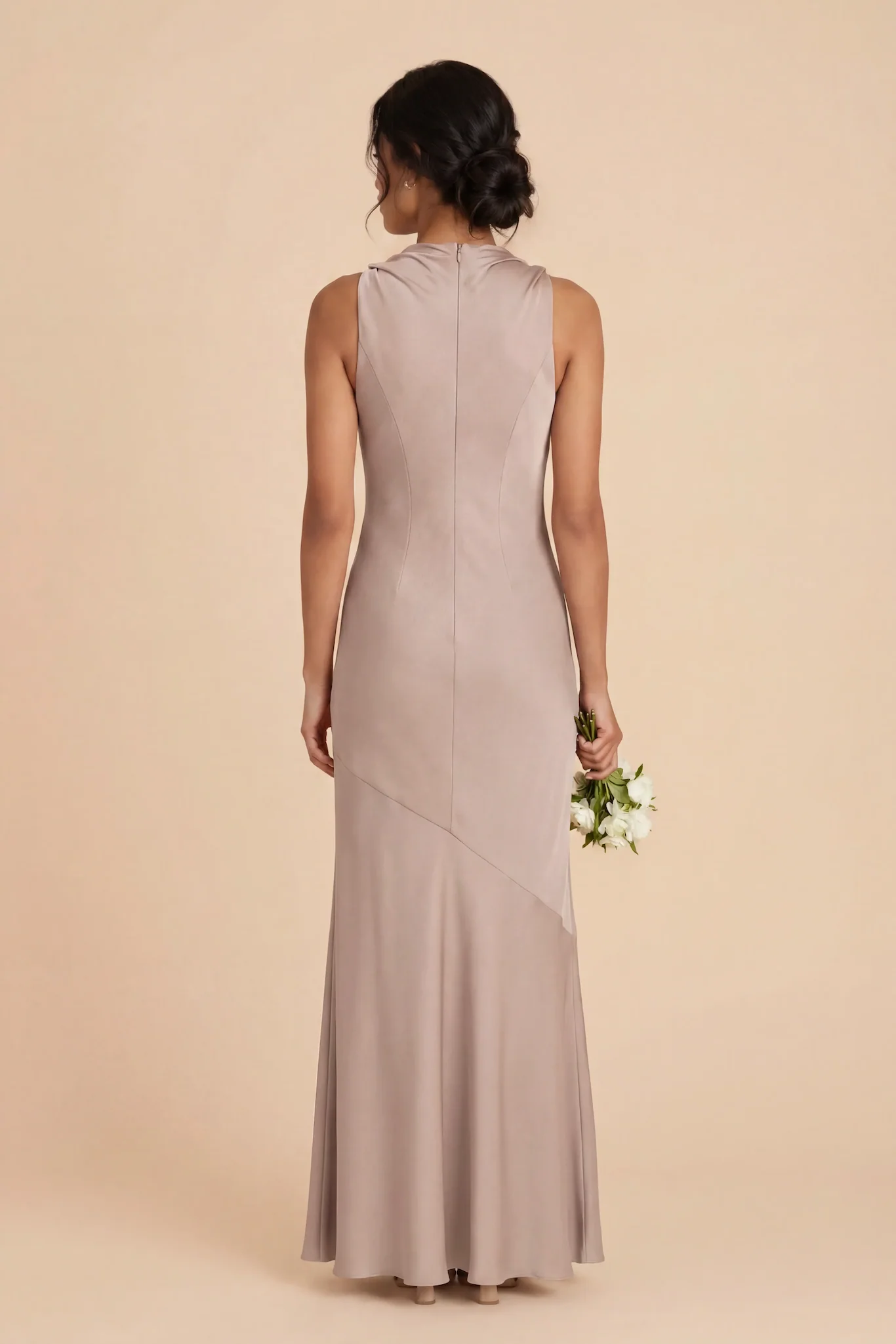 Daisy Matte Satin Dress - Taupe - Image 4