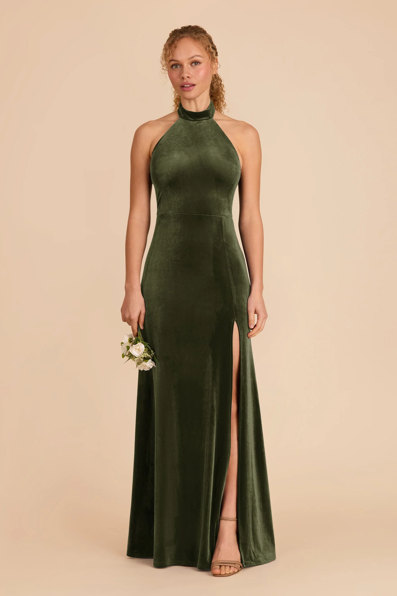 Daphne Velvet Dress - Olive