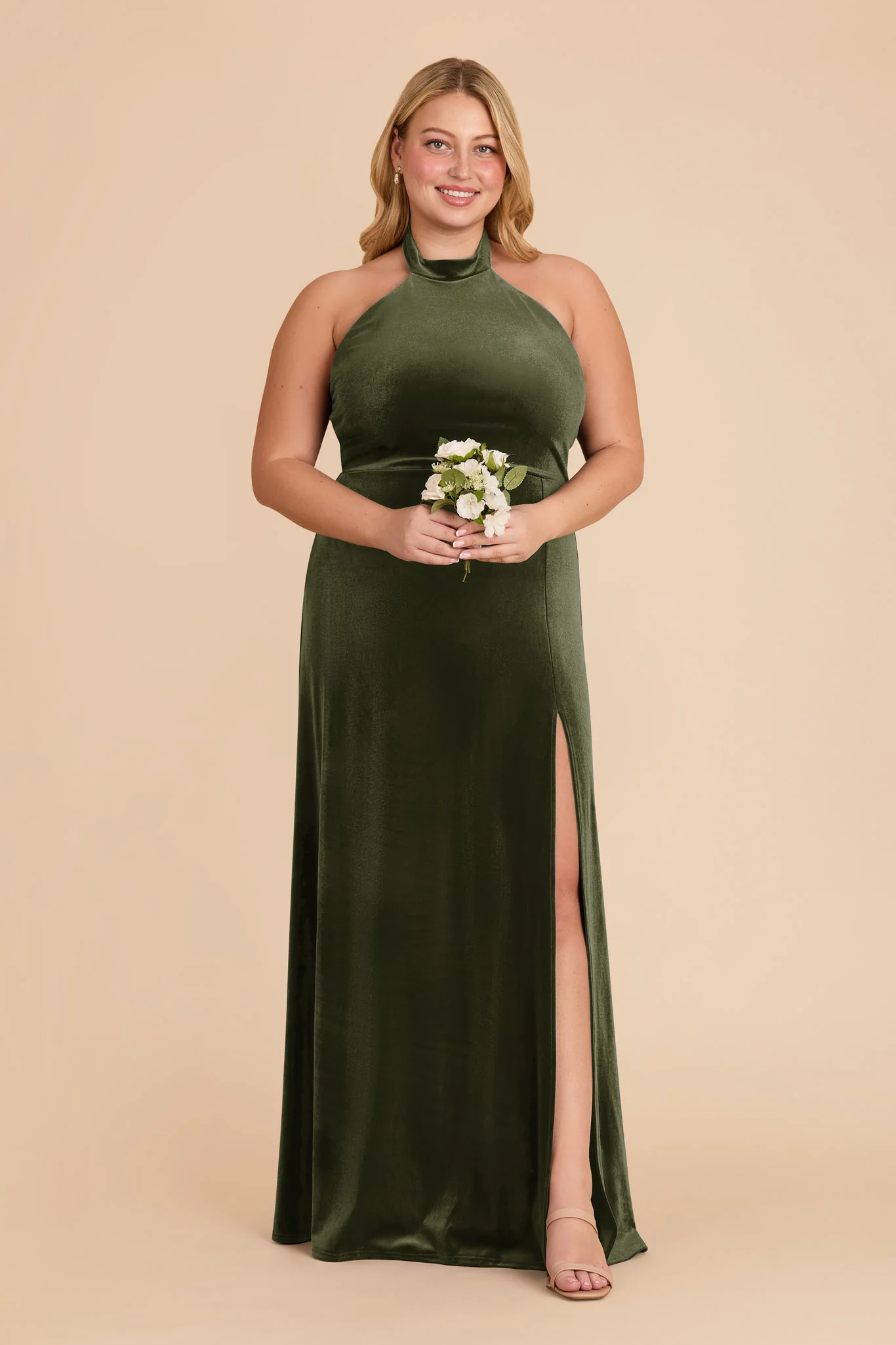 Daphne Velvet Dress - Olive - Image 6