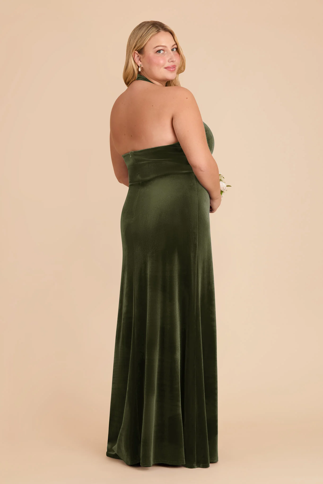 Daphne Velvet Dress - Olive - Image 7