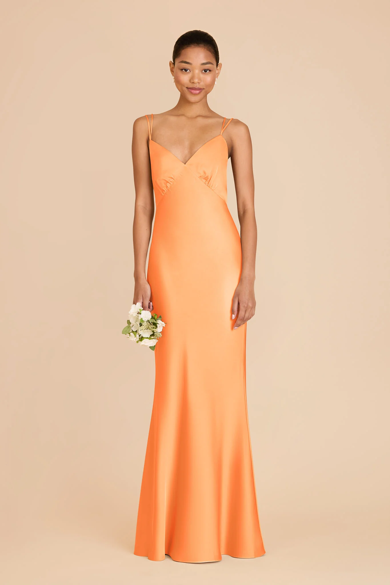 Dasha Matte Satin Dress - Apricot - Image 3