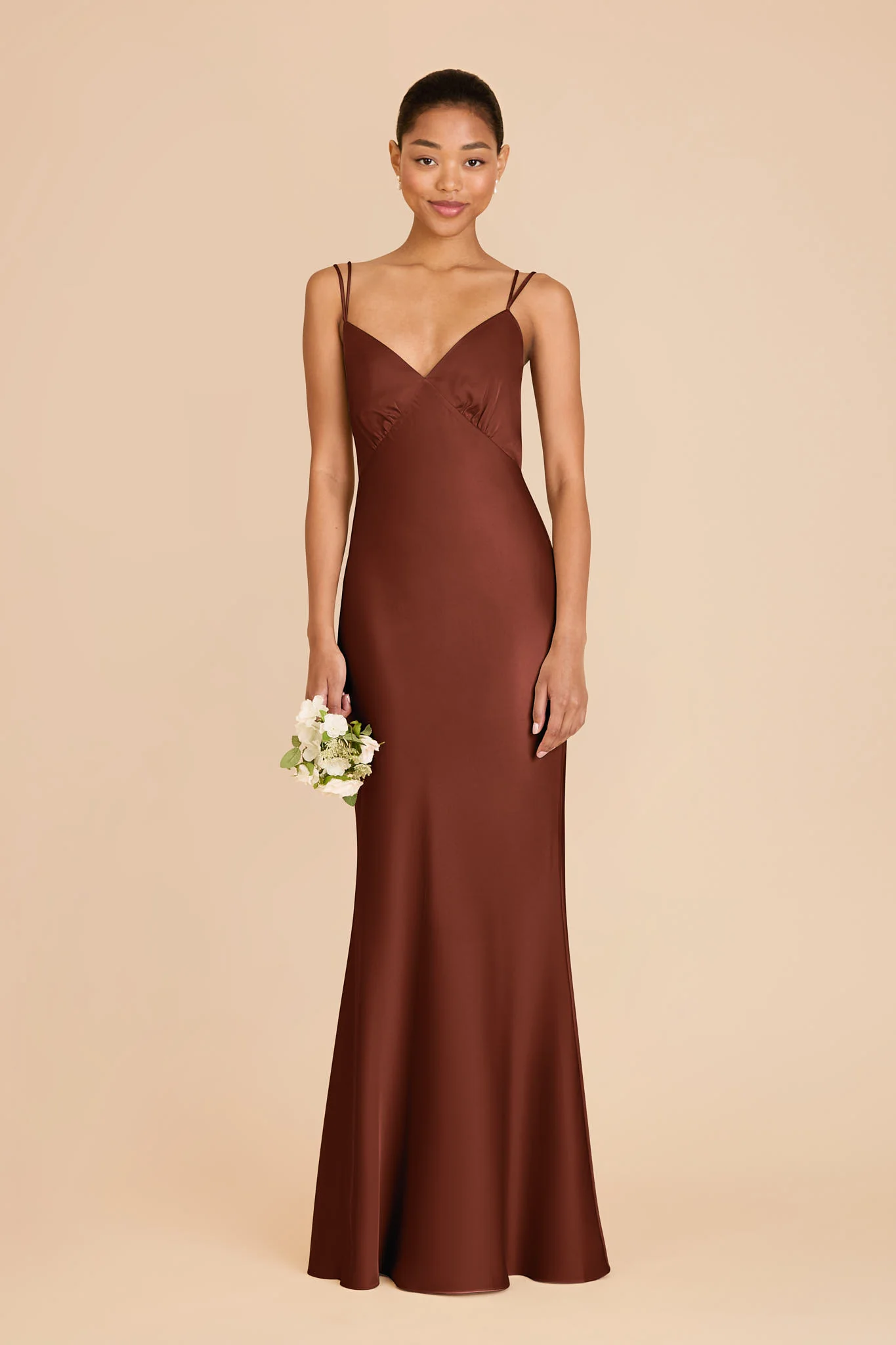 Dasha Matte Satin Dress - Cognac