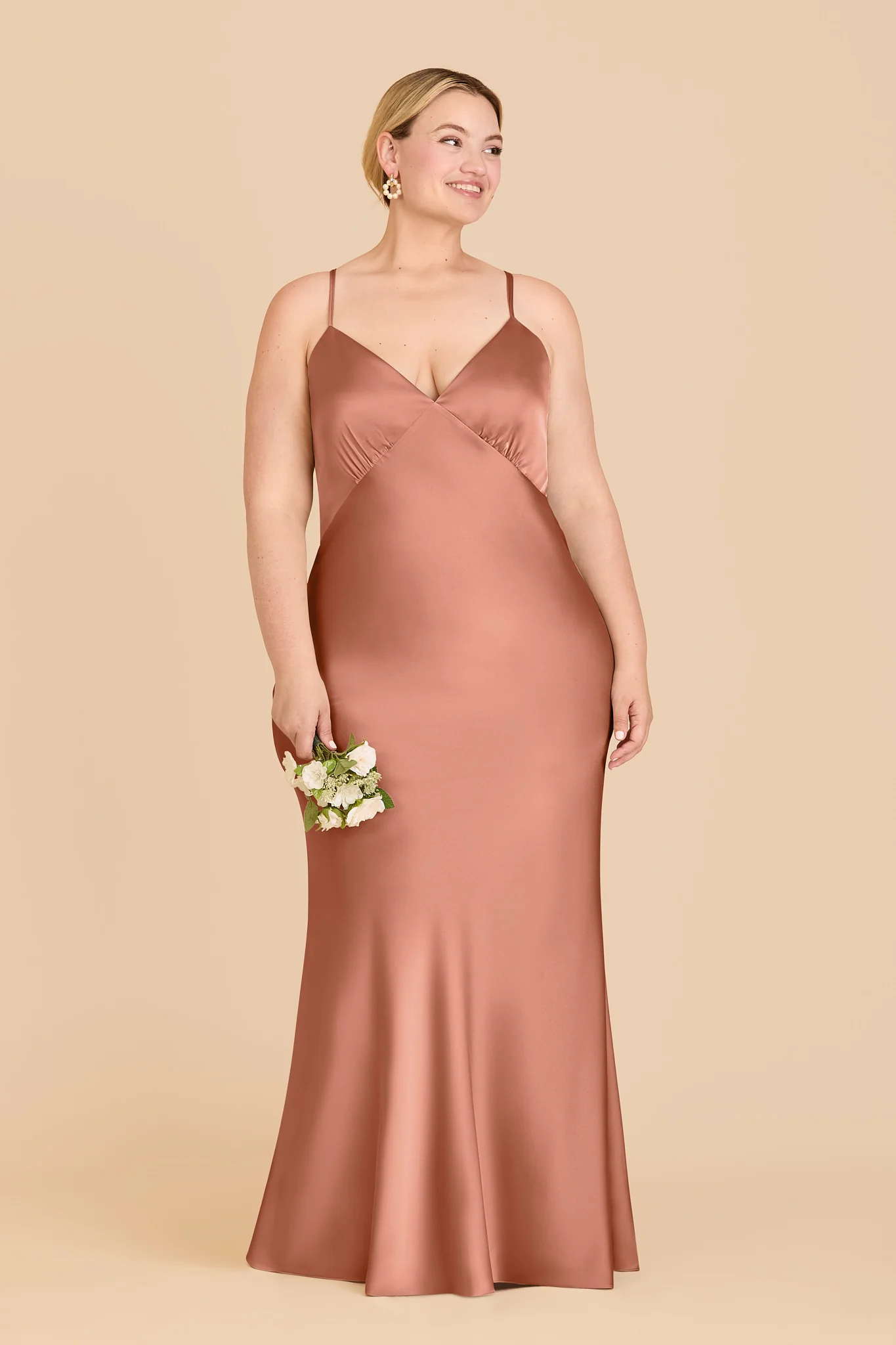 Dasha Matte Satin Dress - Desert Rose - Image 2