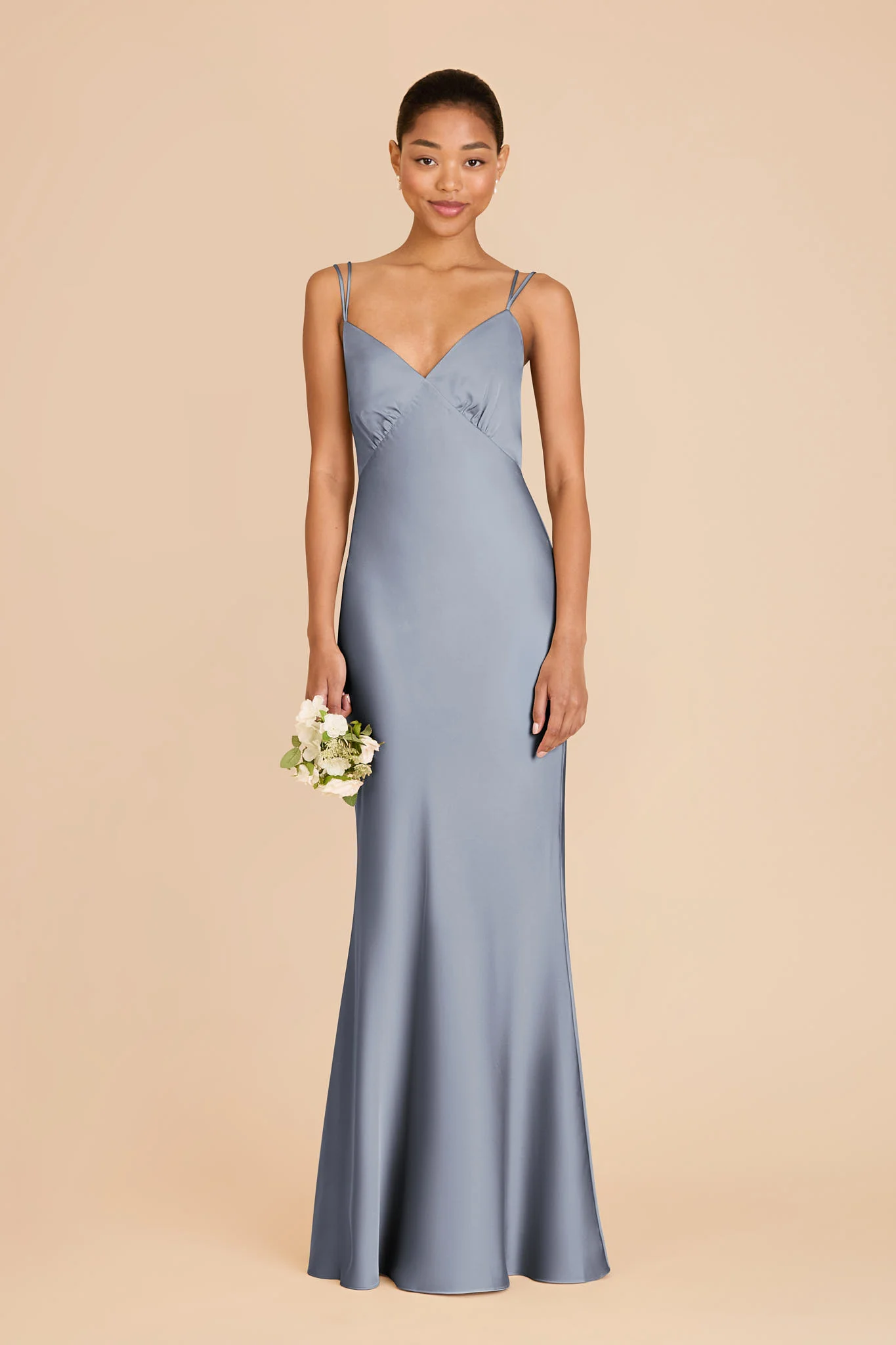 Dasha Matte Satin Dress - Dusty Blue - Image 2