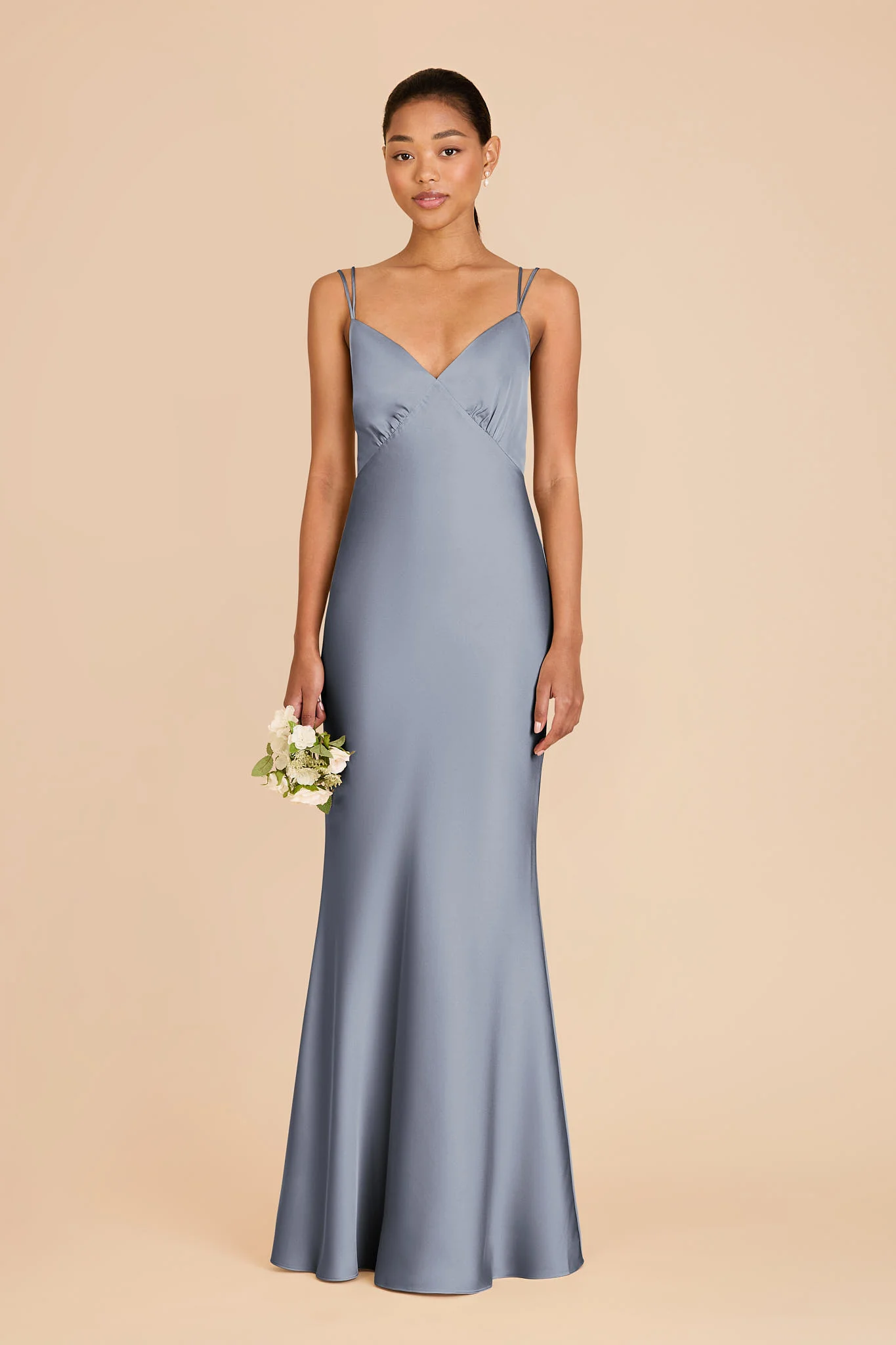 Dasha Matte Satin Dress - Dusty Blue - Image 3