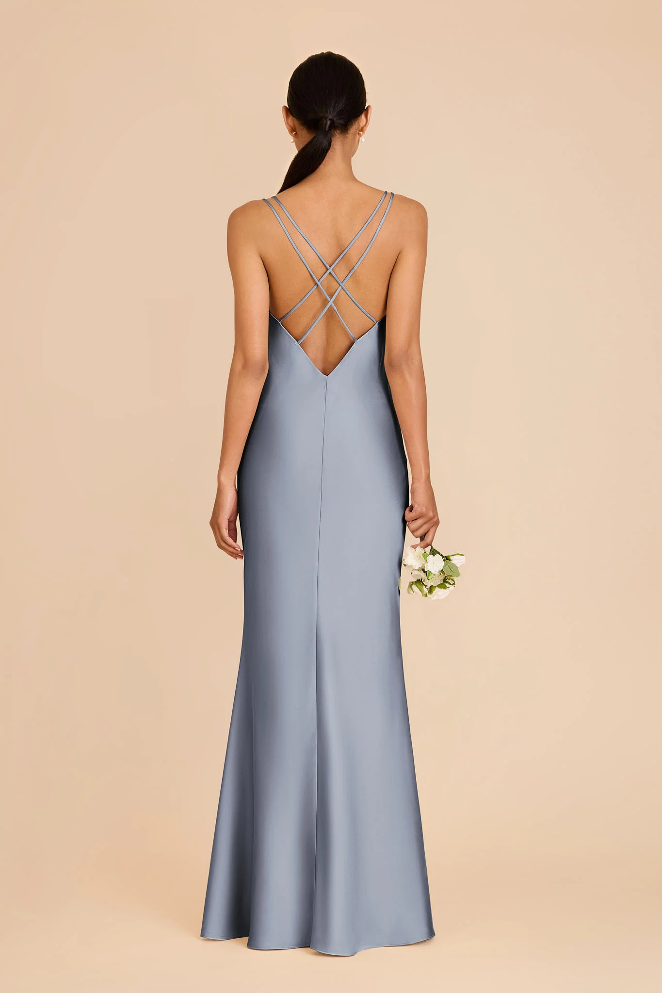 Dasha Matte Satin Dress - Dusty Blue - Image 5