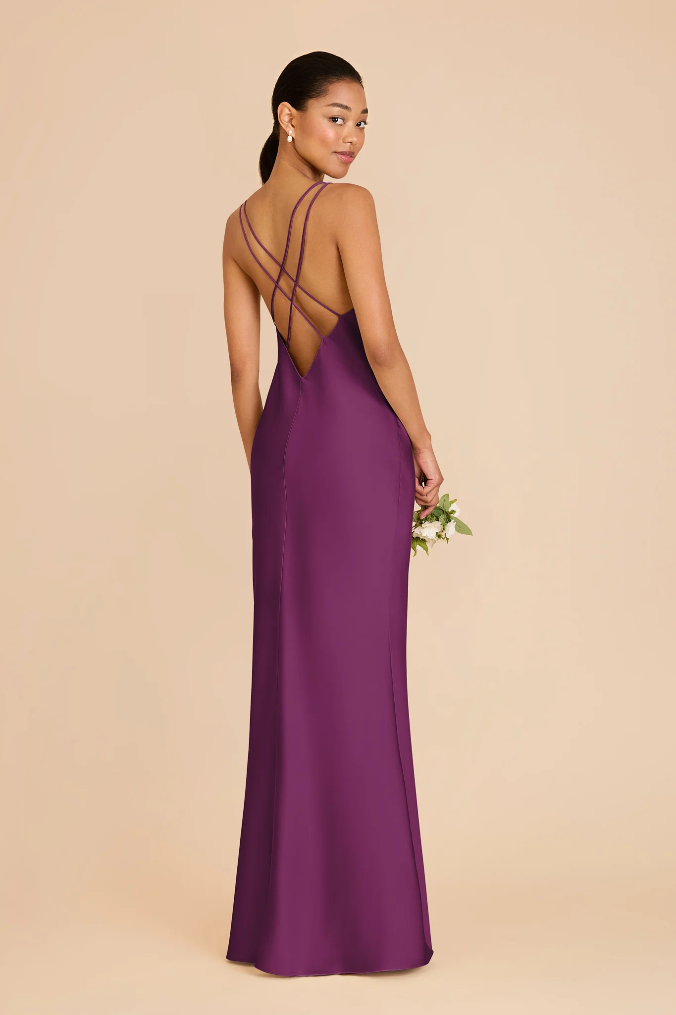 Dasha Matte Satin Dress - Fig - Image 4