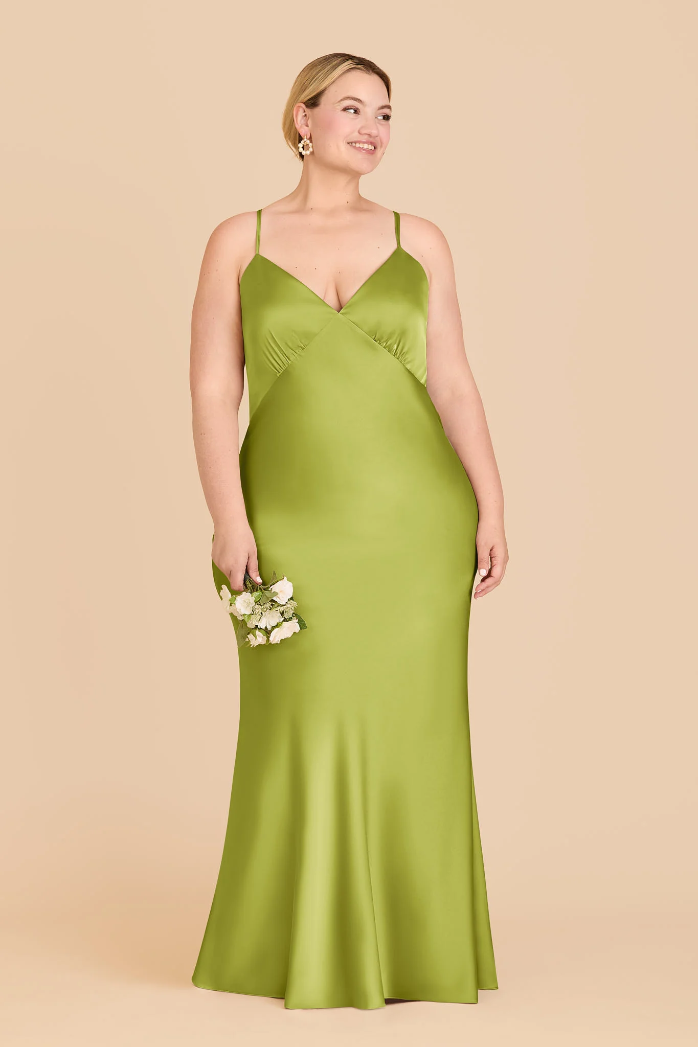 Dasha Matte Satin Dress - Matcha - Image 2