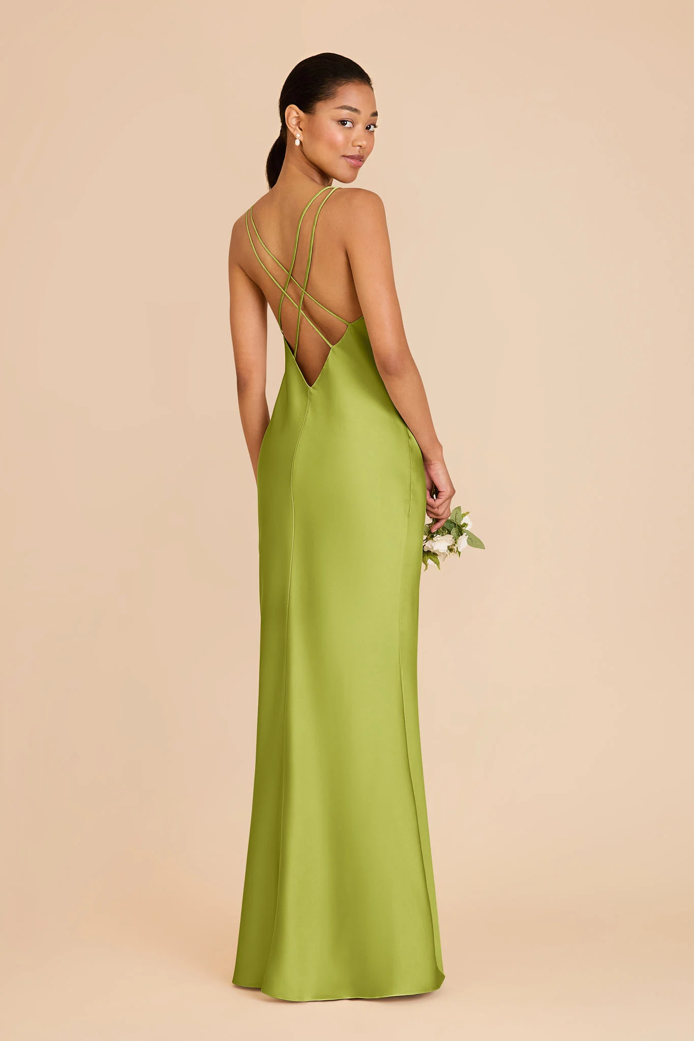 Dasha Matte Satin Dress - Matcha - Image 4