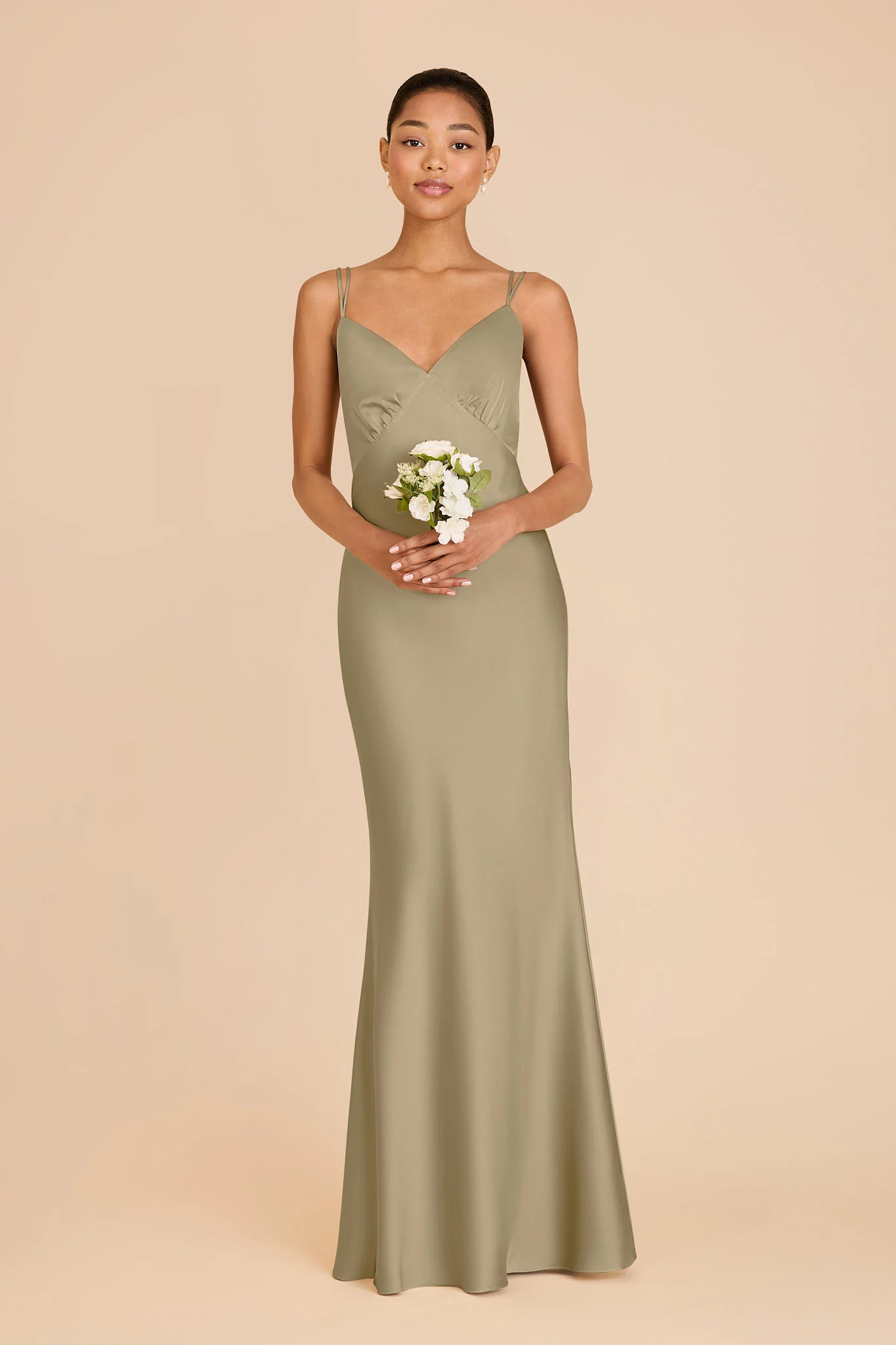 Dasha Matte Satin Dress - Moss Green - Image 4
