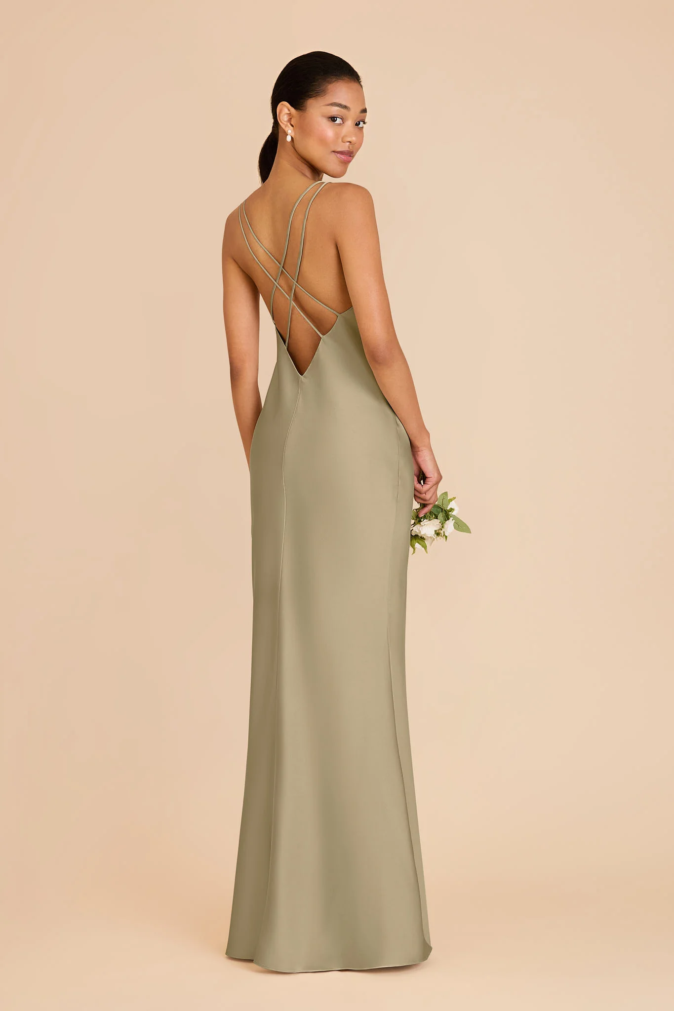 Dasha Matte Satin Dress - Moss Green - Image 5