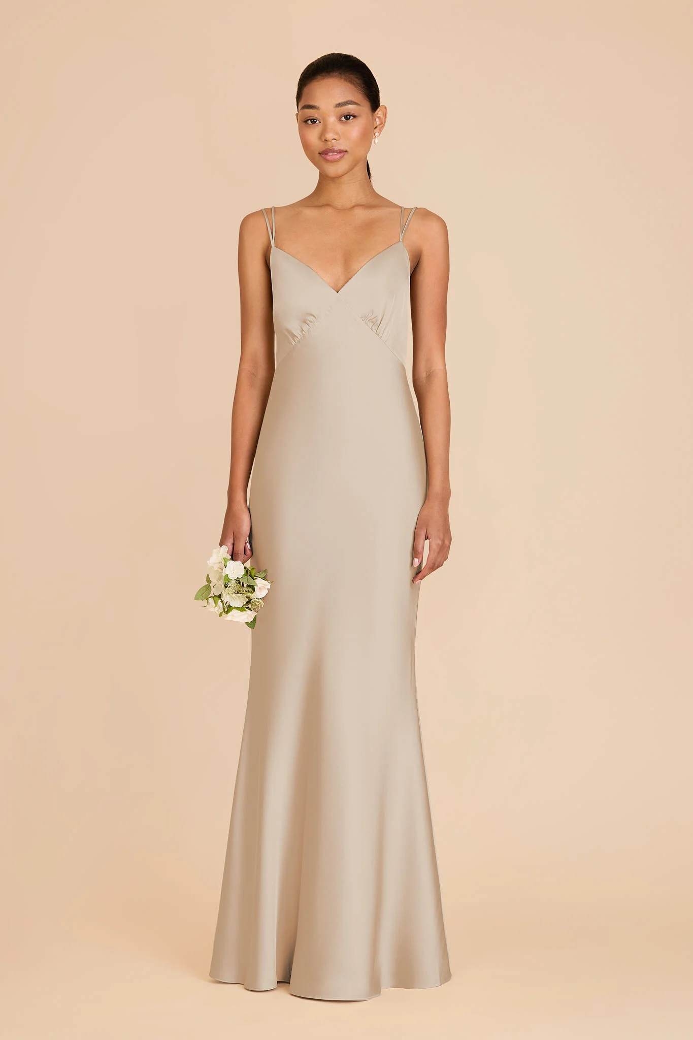 Dasha Matte Satin Dress - Neutral Champagne - Image 2