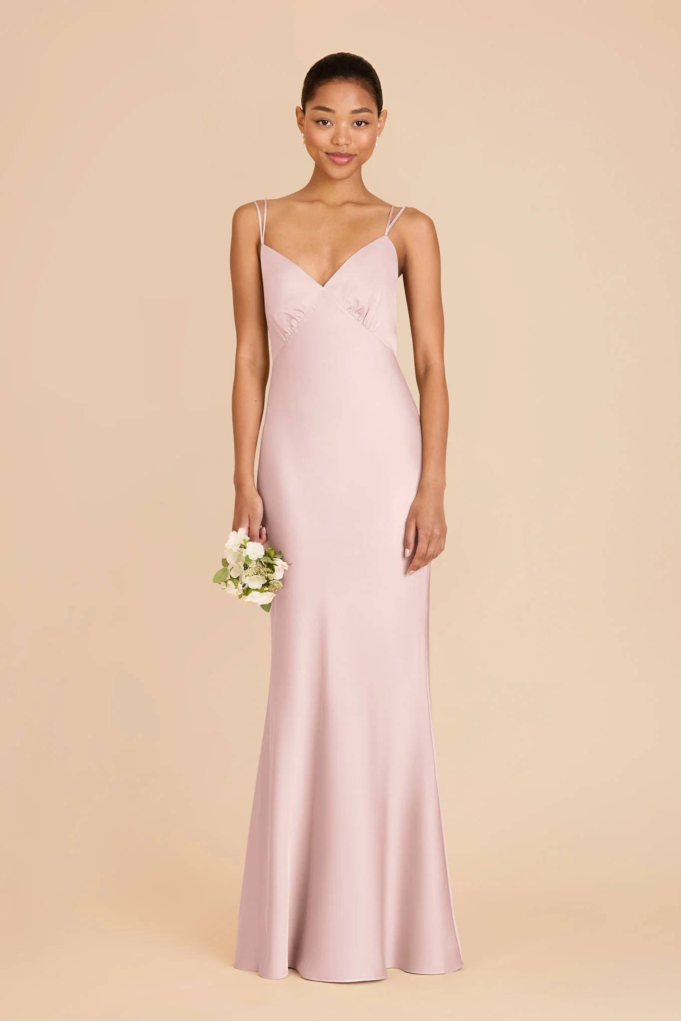 Dasha Matte Satin Dress - Pale Blush