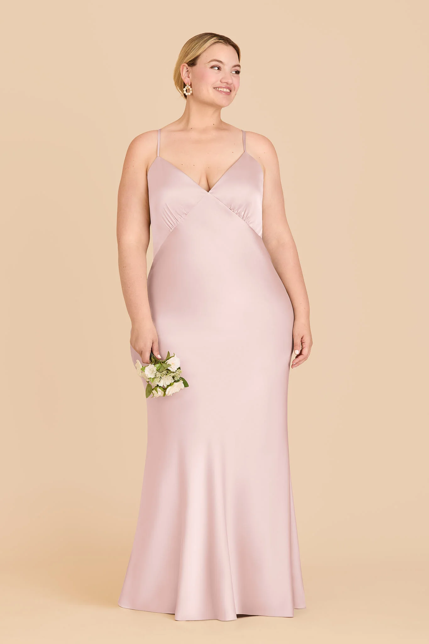 Dasha Matte Satin Dress - Pale Blush - Image 2